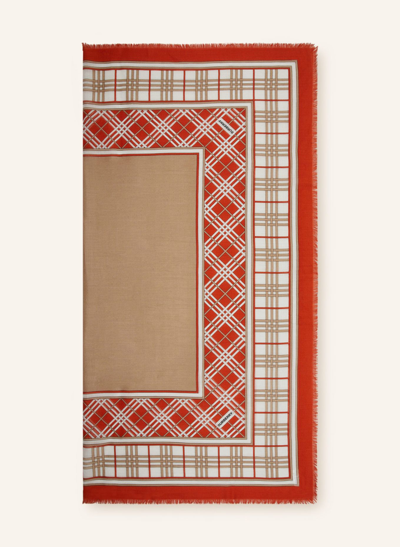BURBERRY Scarf with silk, Color: ORANGE/ WHITE/ BEIGE (Image 1)