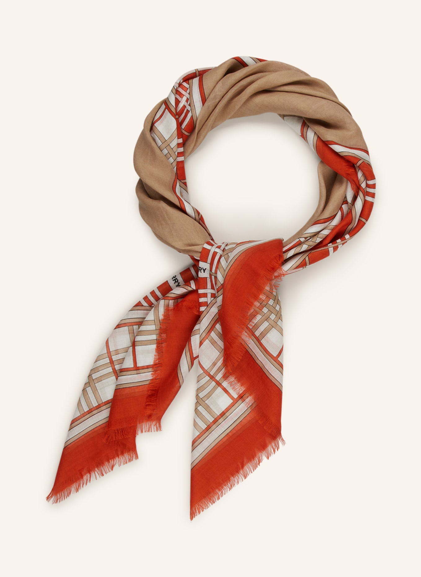 BURBERRY Scarf with silk, Color: ORANGE/ WHITE/ BEIGE (Image 2)