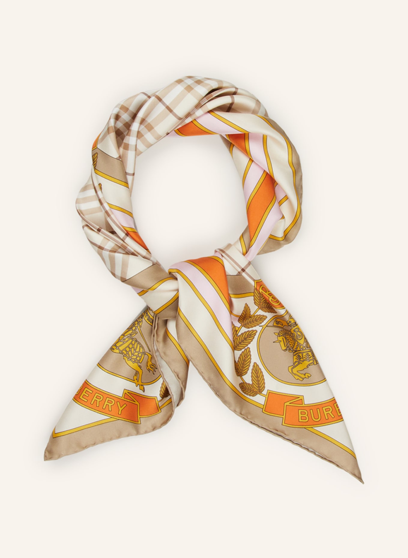 BURBERRY Silk scarf, Color: BEIGE/ ORANGE/ DARK YELLOW (Image 2)