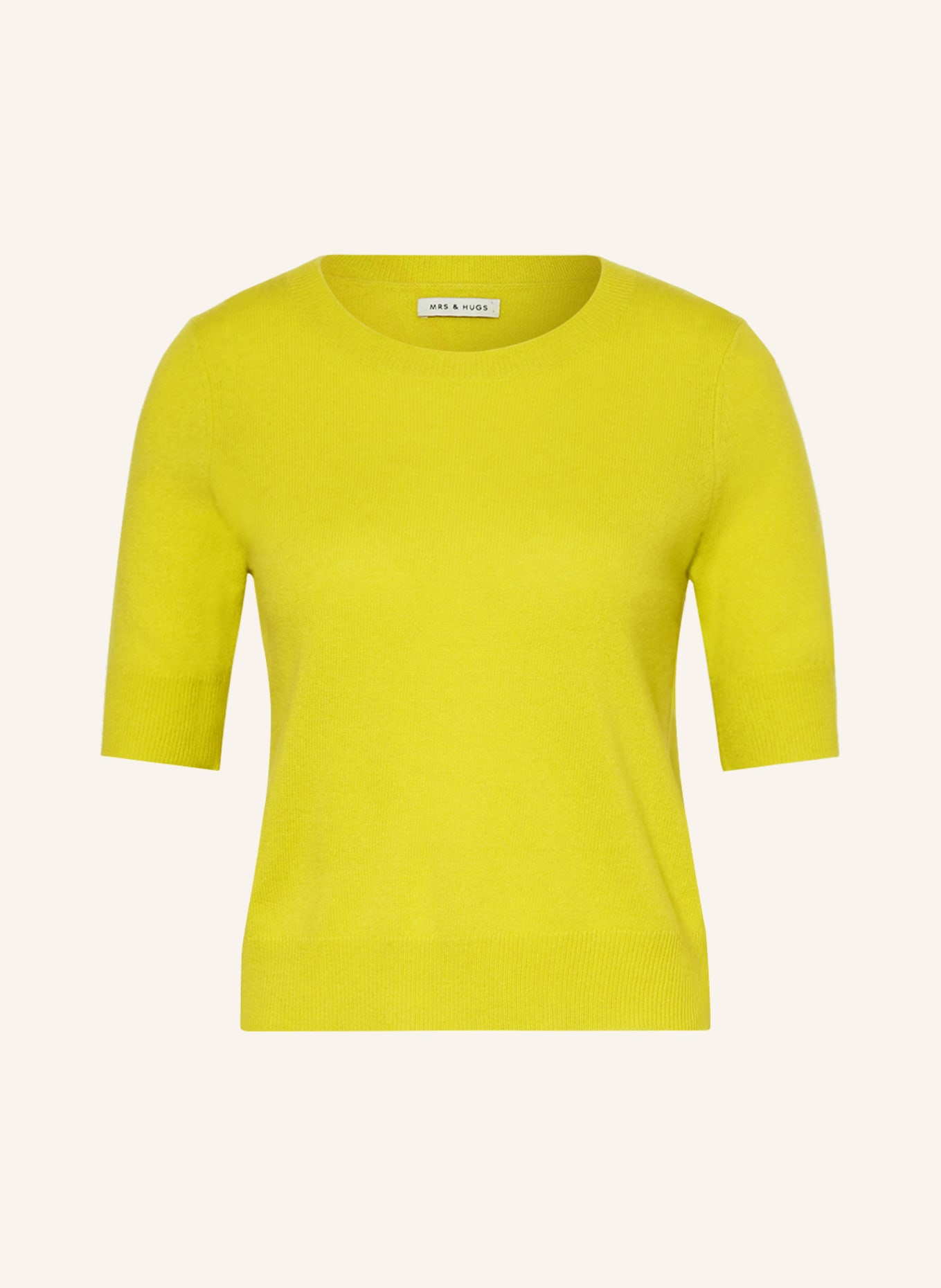 MRS & HUGS Dzianinowa koszulka z kaszmiru, Kolor: ŻÓŁTY (Obrazek 1)