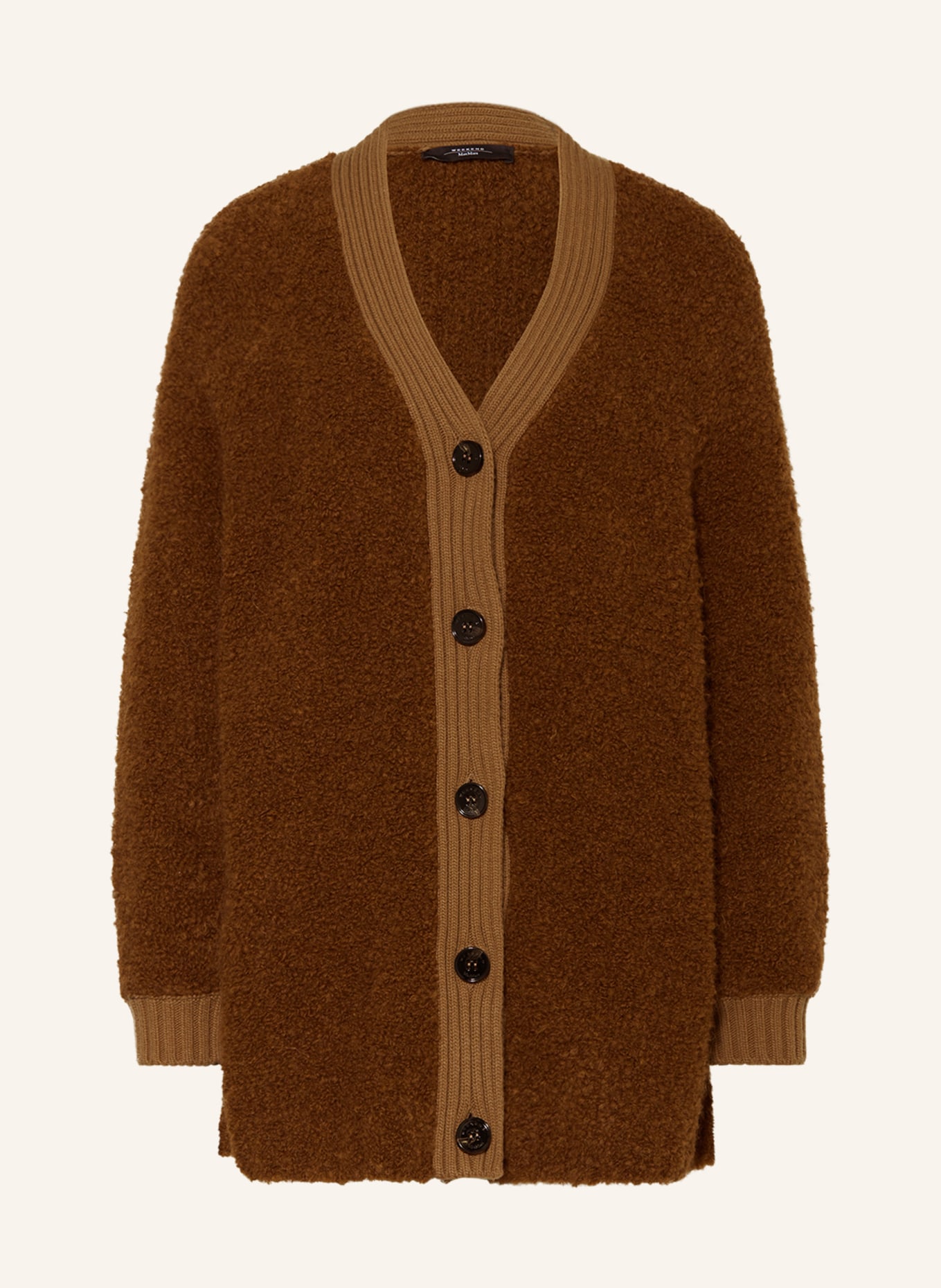 WEEKEND MaxMara Oversized pletený kabátek ENFASI, Barva: HNĚDÁ (Obrázek 1)