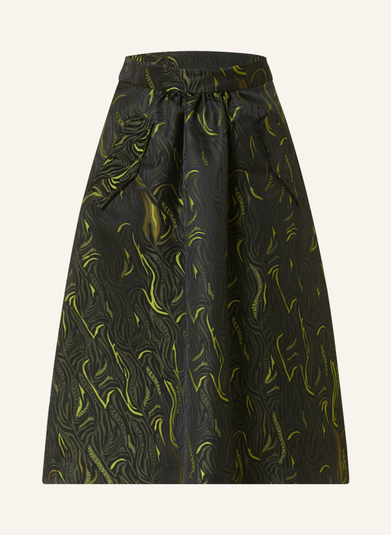 Max Mara Jacquard skirt CELLULA, Color: DARK GREEN/ NEON YELLOW (Image 1)