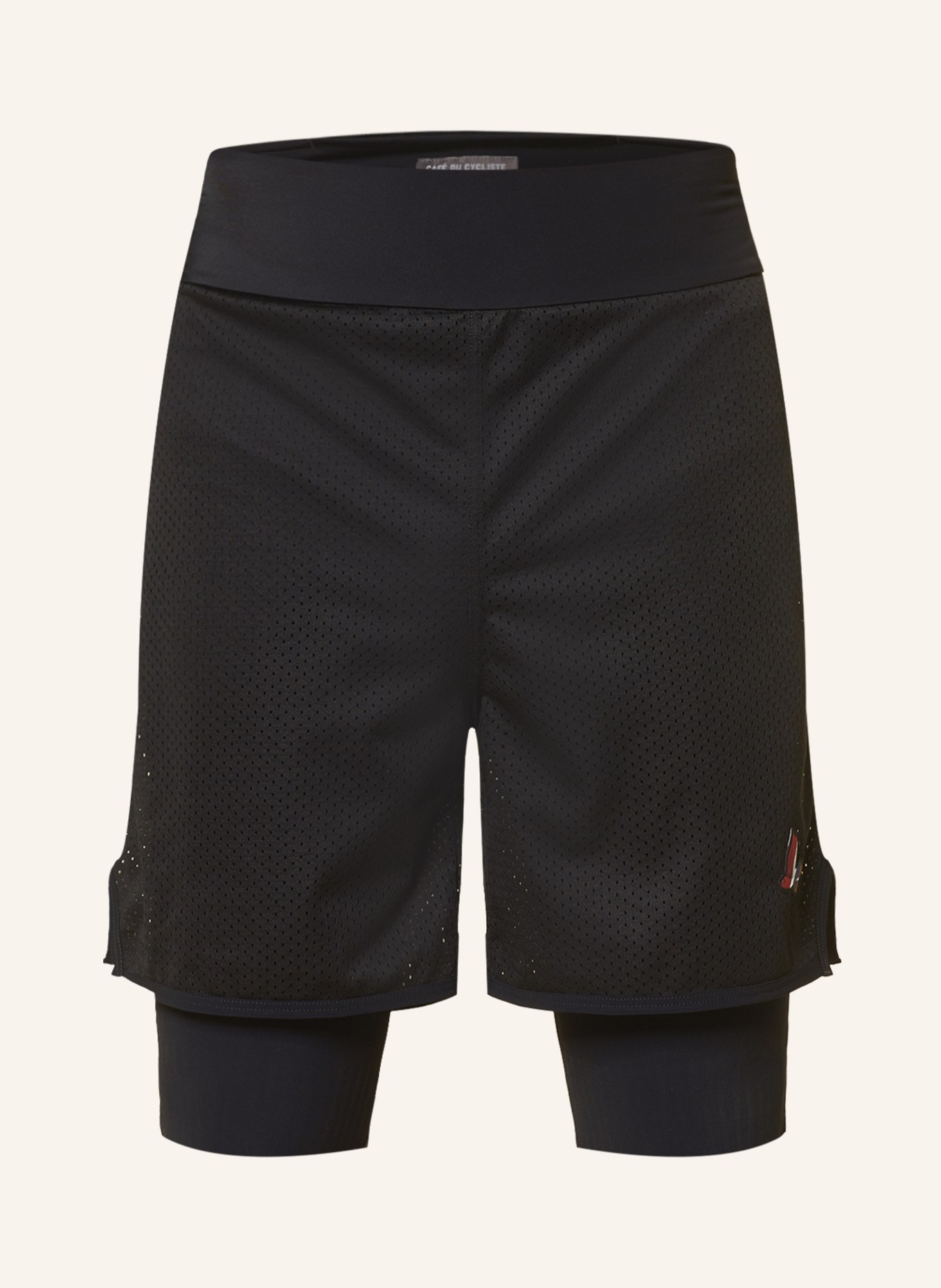 CAFÉ DU CYCLISTE Mesh cycling shorts MICKAELA with padded inner shorts, Color: BLACK (Image 1)