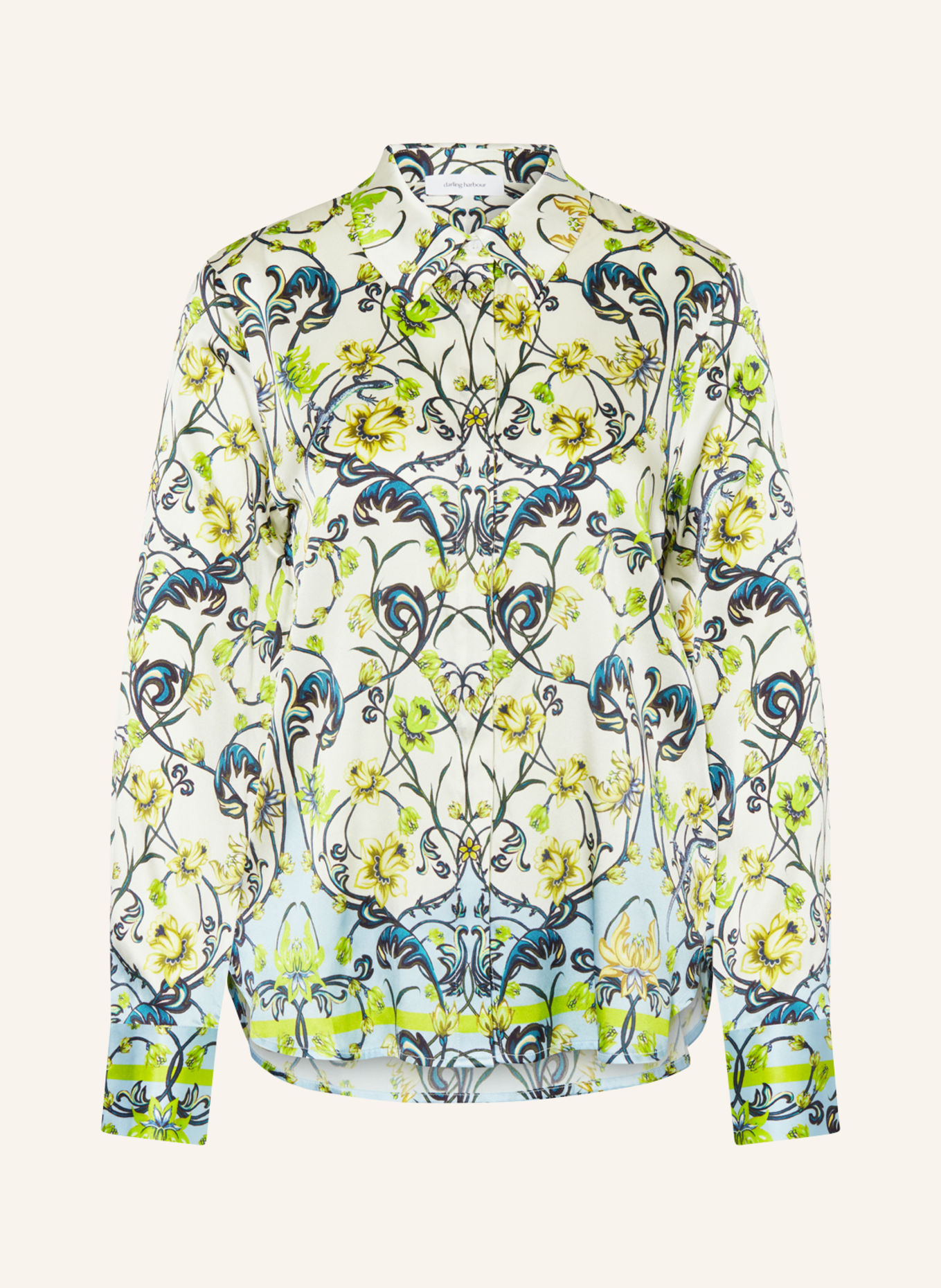 darling harbour Shirt blouse in silk, Color: WHITE/ GREEN/ LIGHT GREEN (Image 1)