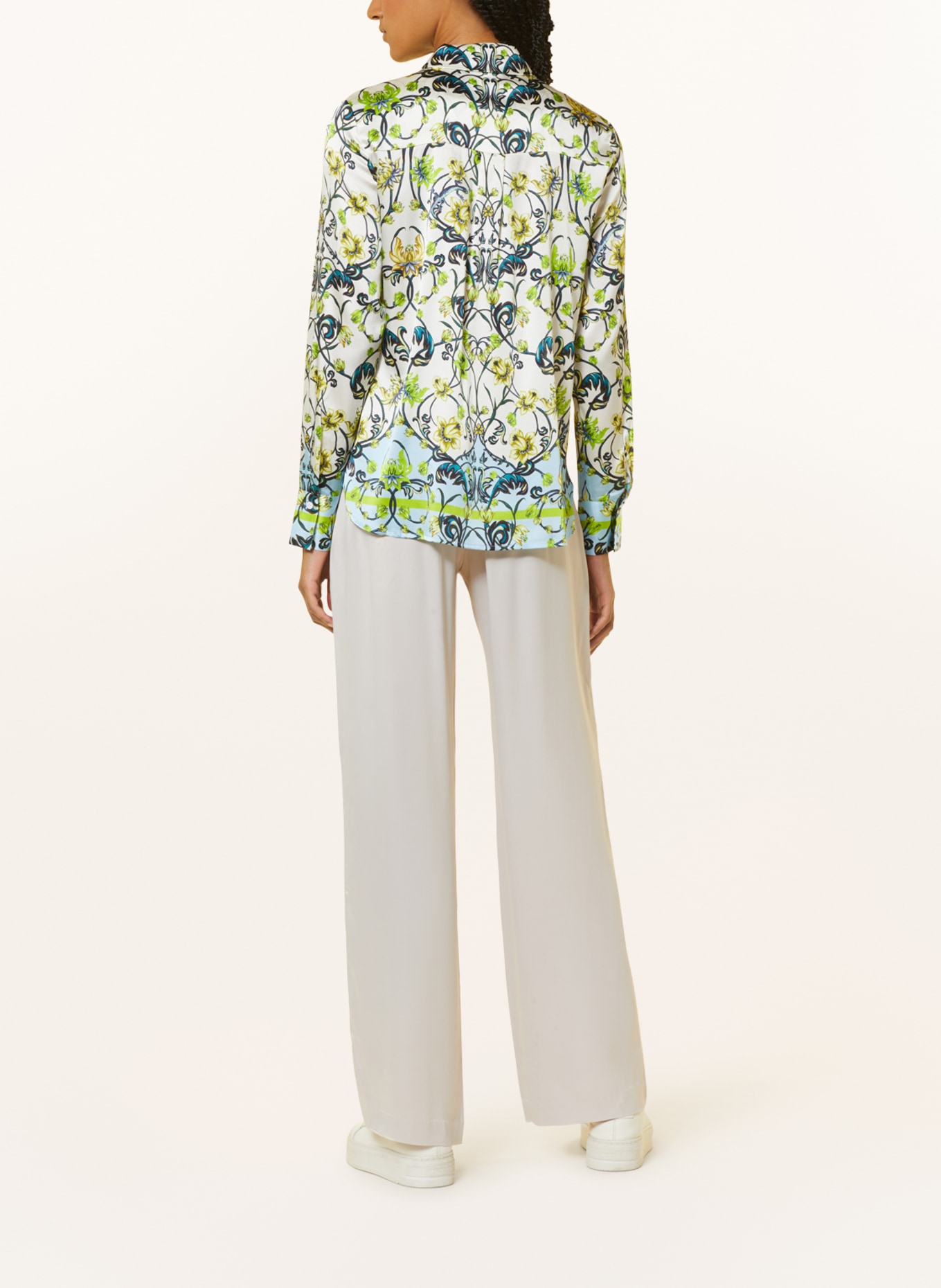 darling harbour Shirt blouse in silk, Color: WHITE/ GREEN/ LIGHT GREEN (Image 3)