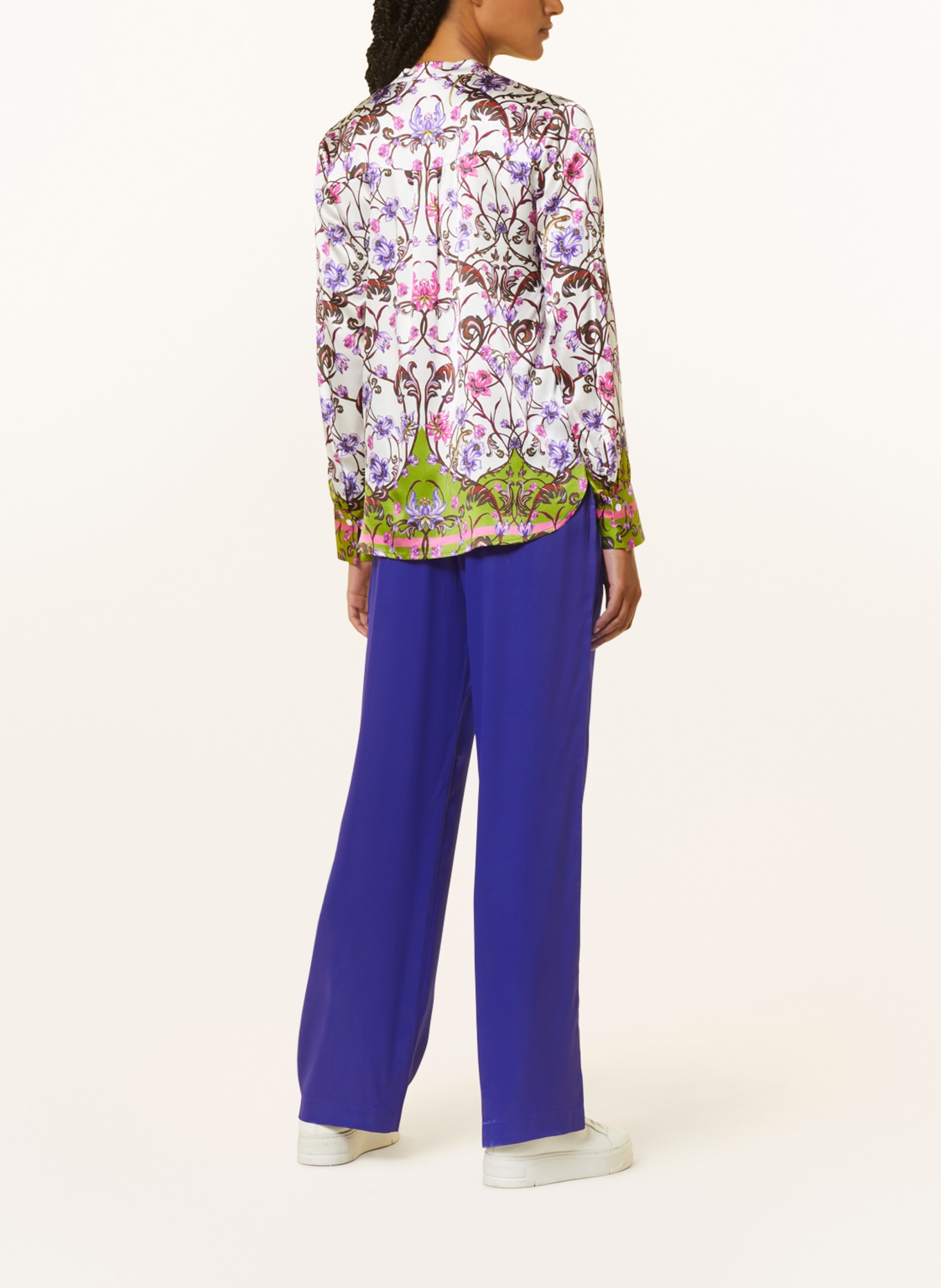 darling harbour Silk tunic, Color: WHITE/ PURPLE/ PINK (Image 3)