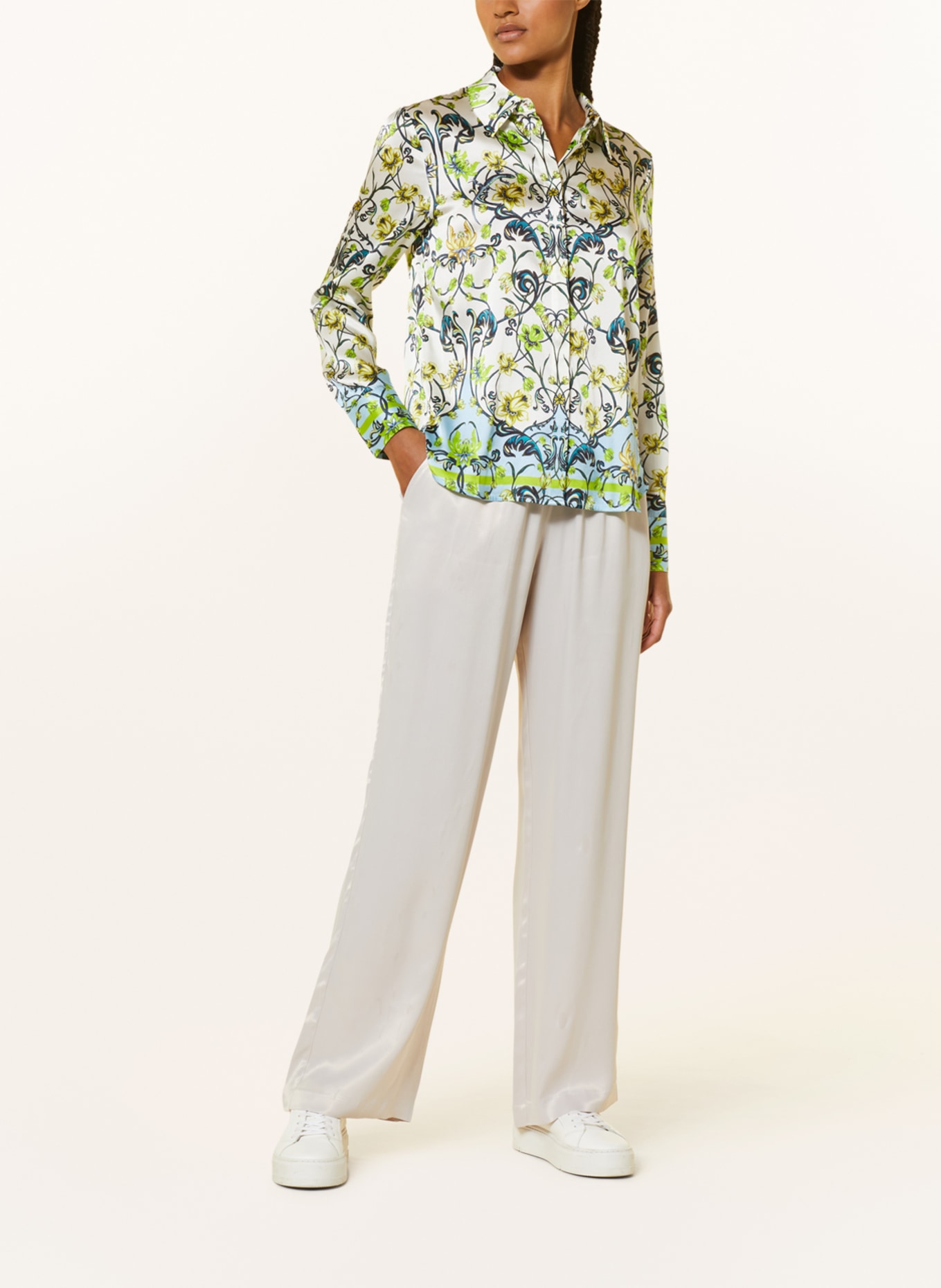 darling harbour Wide leg trousers in satin, Color: LIGHT GRAY (Image 2)