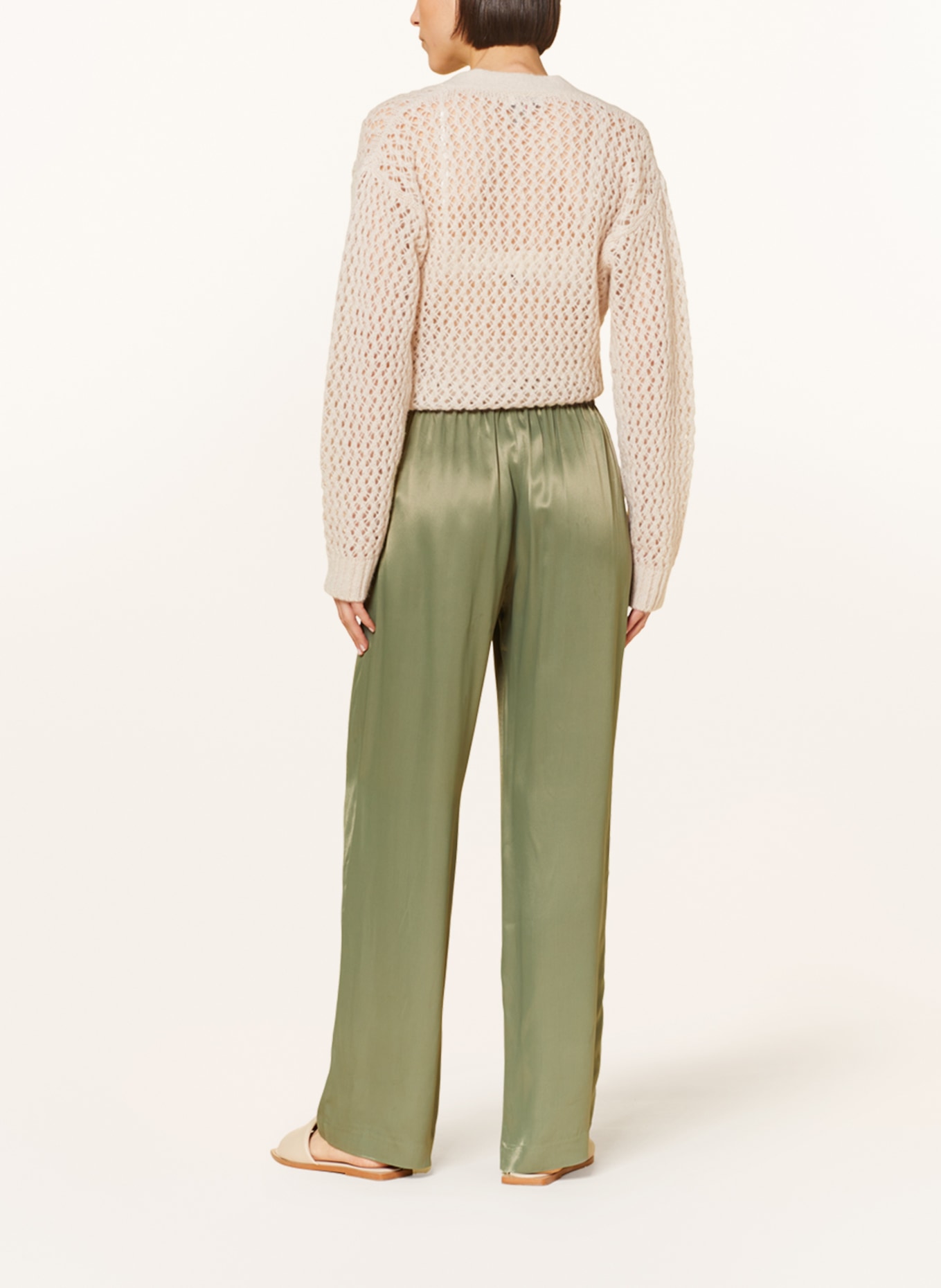 darling harbour Wide leg trousers in satin, Color: LIGHT GREEN (Image 3)