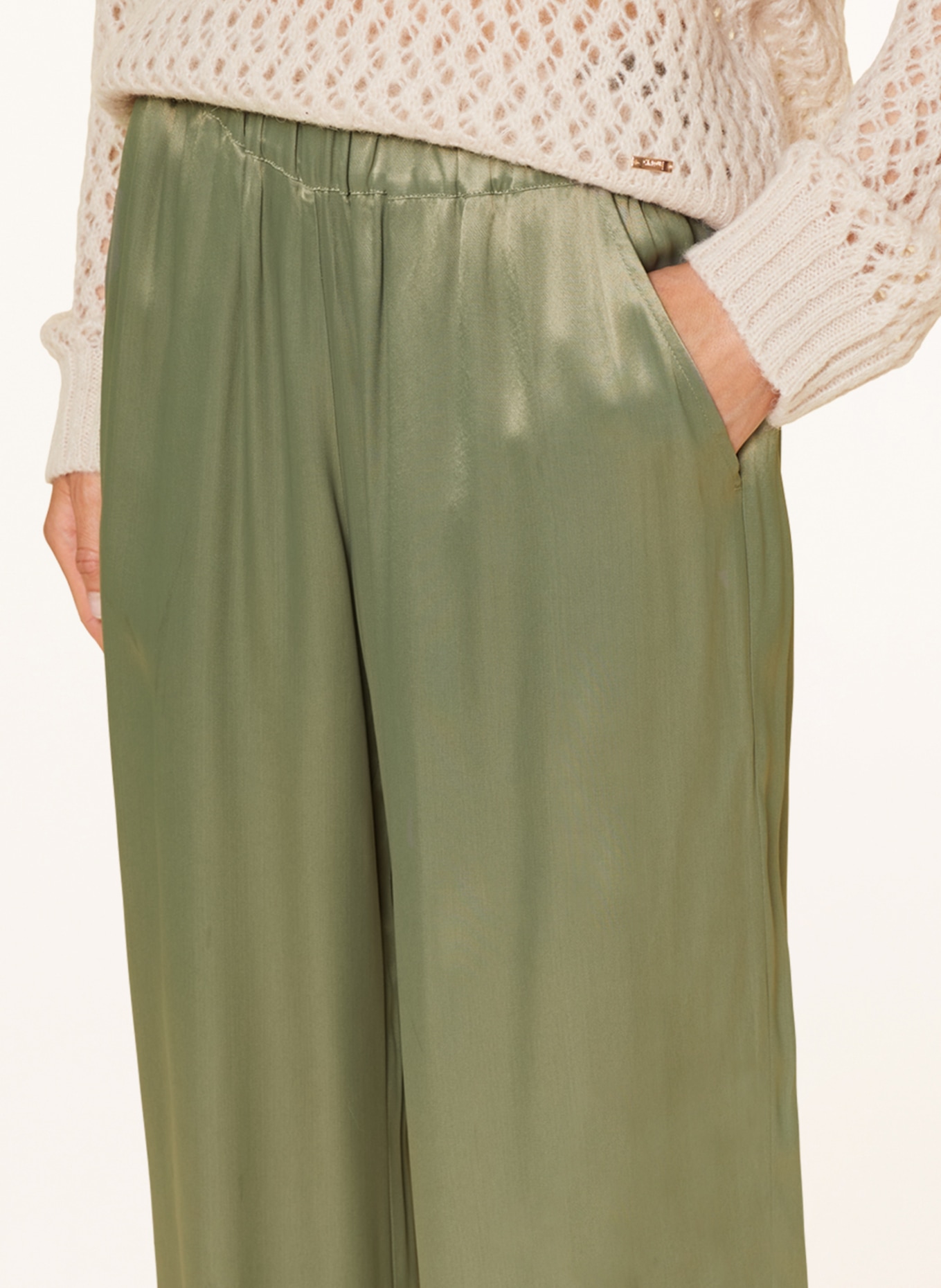 darling harbour Wide leg trousers in satin, Color: LIGHT GREEN (Image 5)