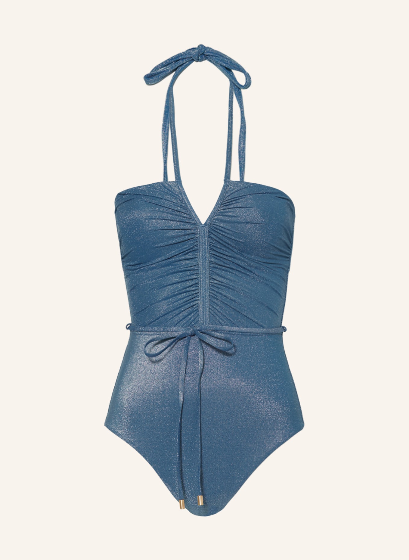 ZIMMERMANN Halter neck-swimsuit RAIE with glitter thread, Color: BLUE (Image 1)