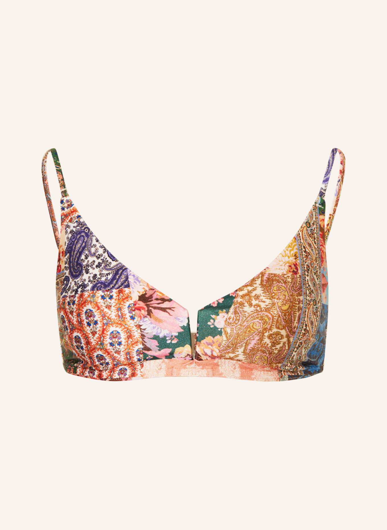 ZIMMERMANN Bralette bikini top DEVI, Color: CREAM/ PURPLE/ GREEN (Image 1)