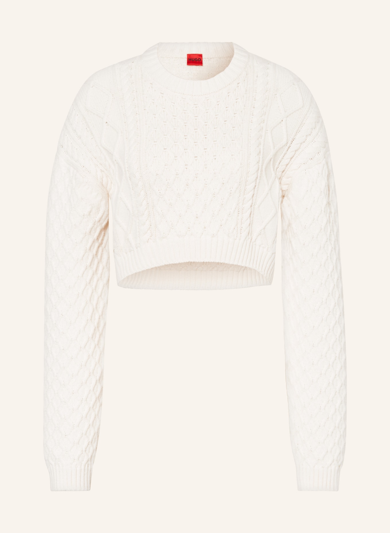 HUGO Cropped-Pullover SCROVEY, Farbe: ECRU (Bild 1)
