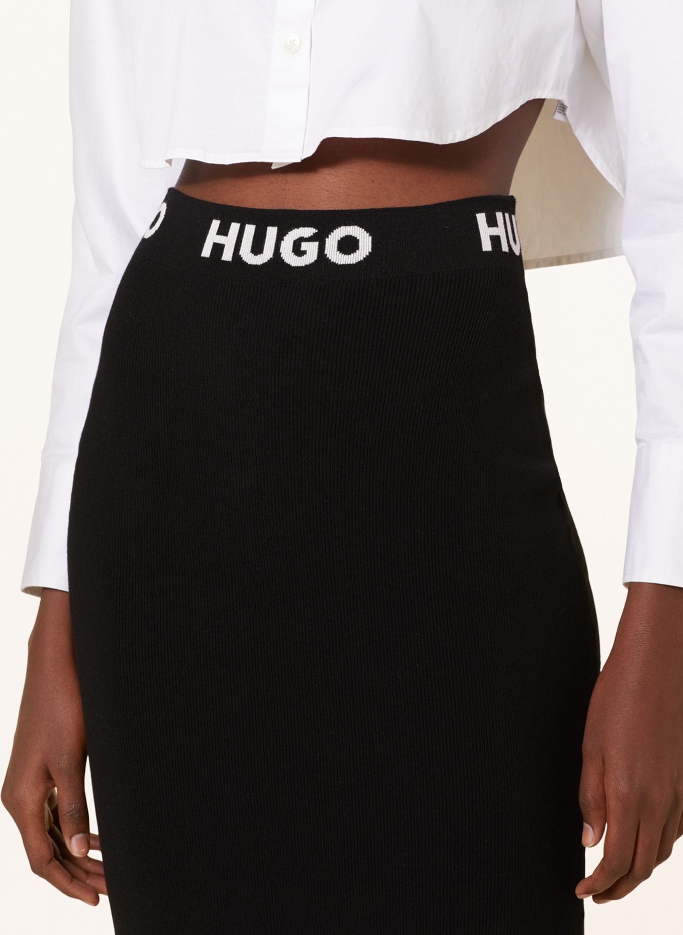HUGO Knit skirt SARMOLA, Color: BLACK/ WHITE (Image 4)