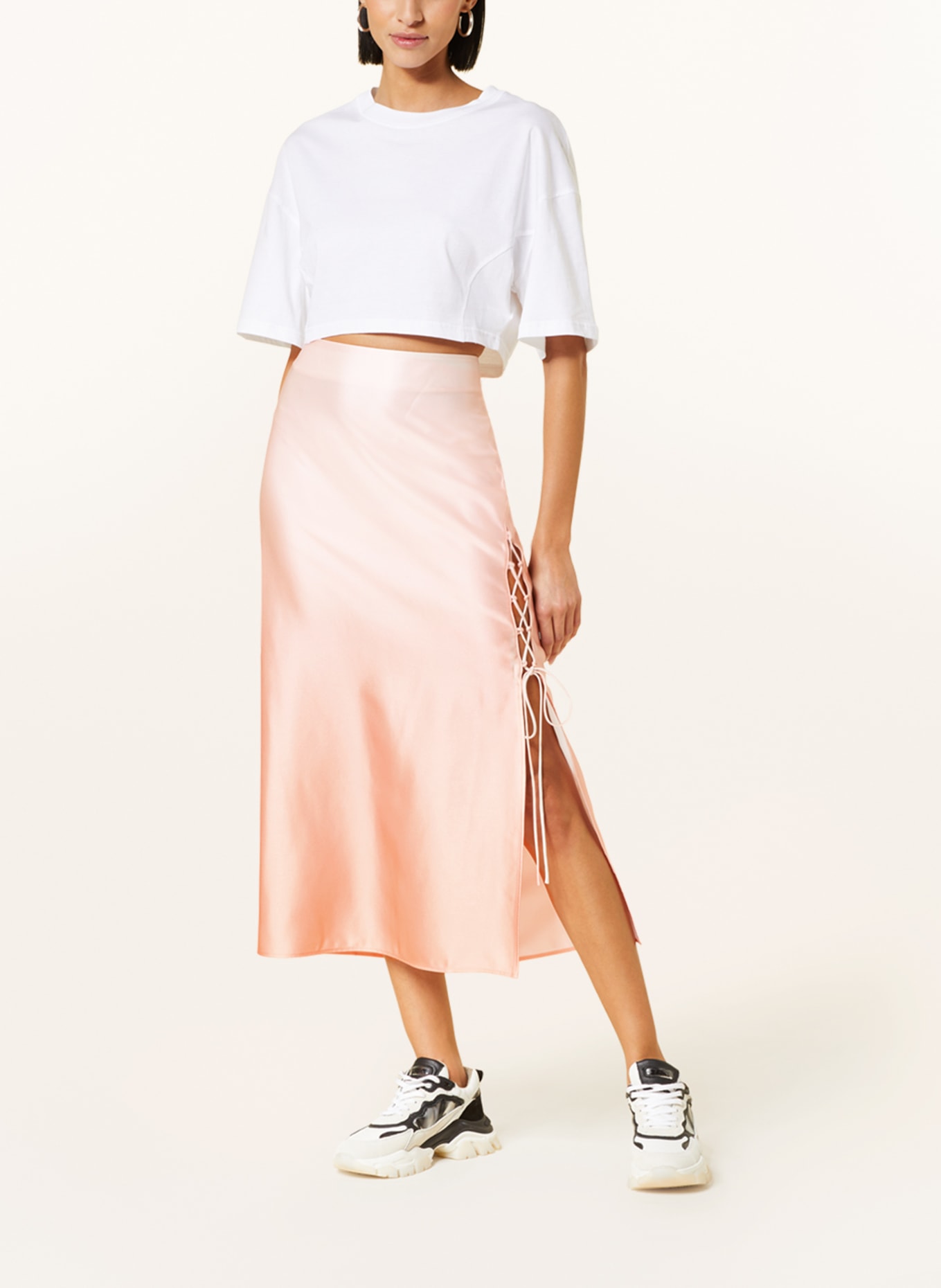HUGO Satin skirt ROLANGE, Color: SALMON (Image 2)