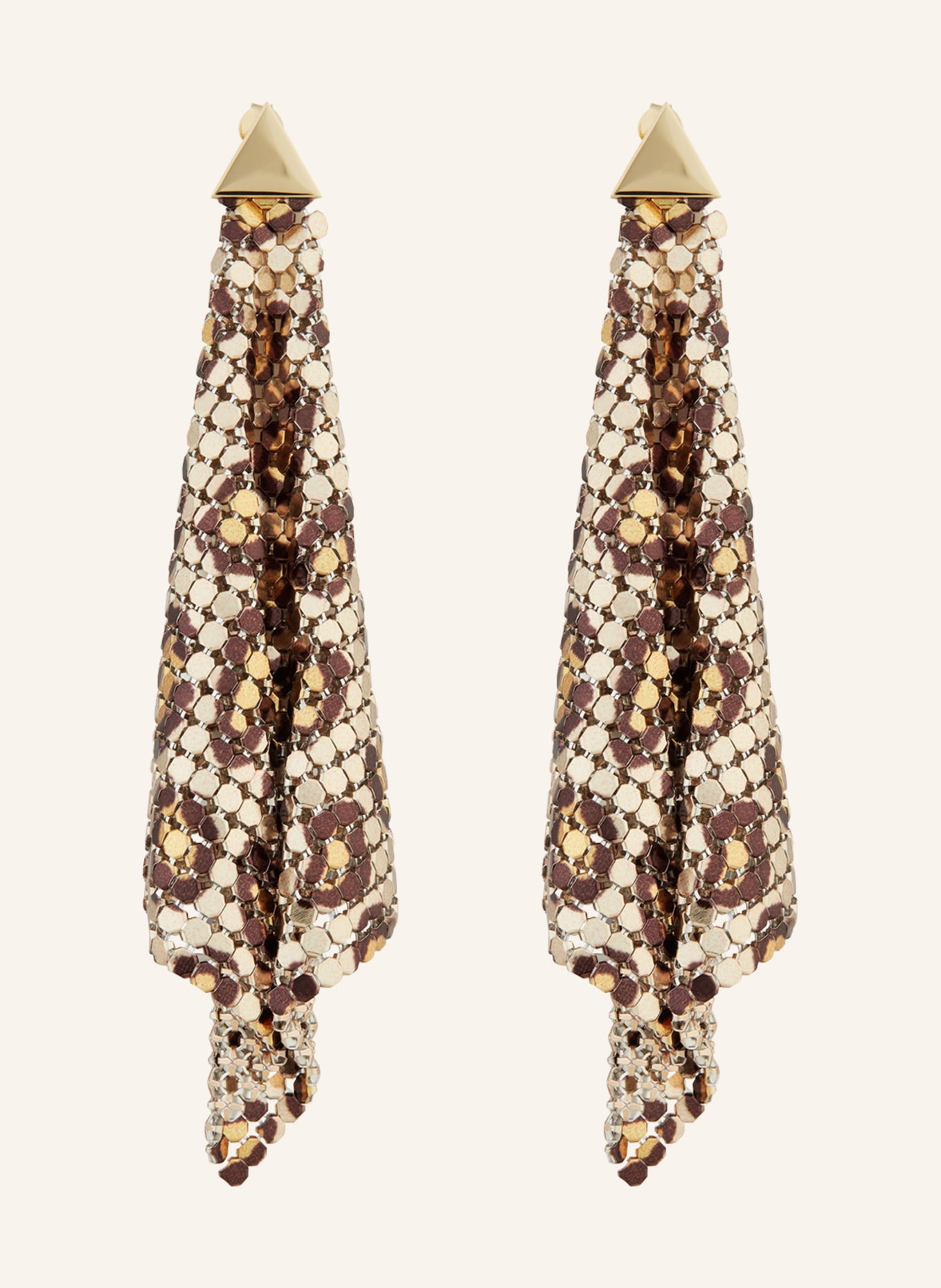 rabanne Earrings PIXEL FLOW, Color: GOLD/ DARK BROWN (Image 1)
