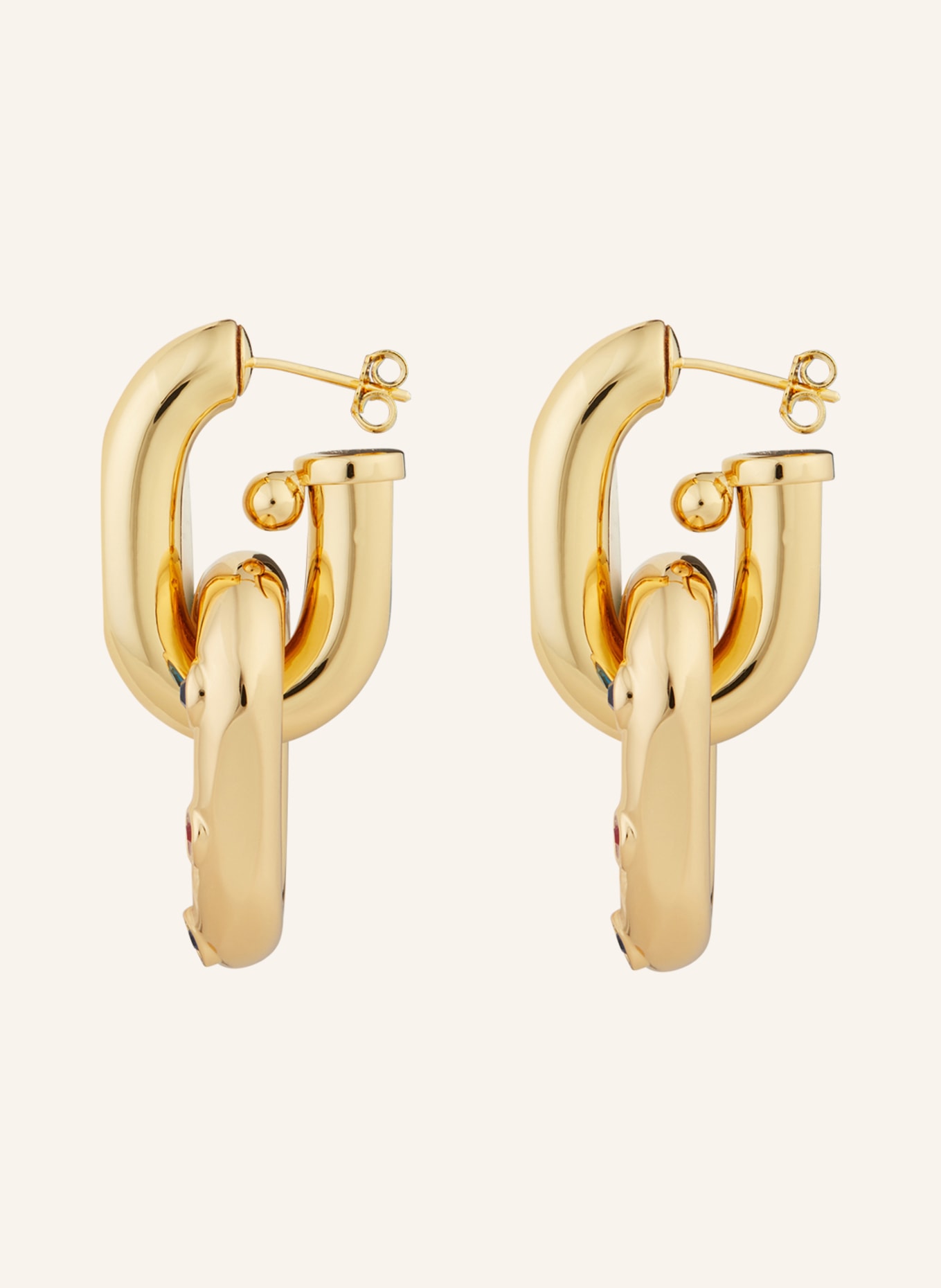 rabanne Ohrhänger XL LINK, Farbe: GOLD/ ROT/ GRÜN (Bild 2)