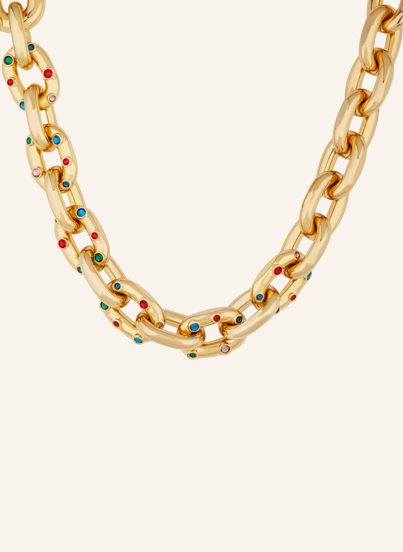 rabanne Halskette XL LINK, Farbe: GOLD/ ROT/ GRÜN (Bild 1)