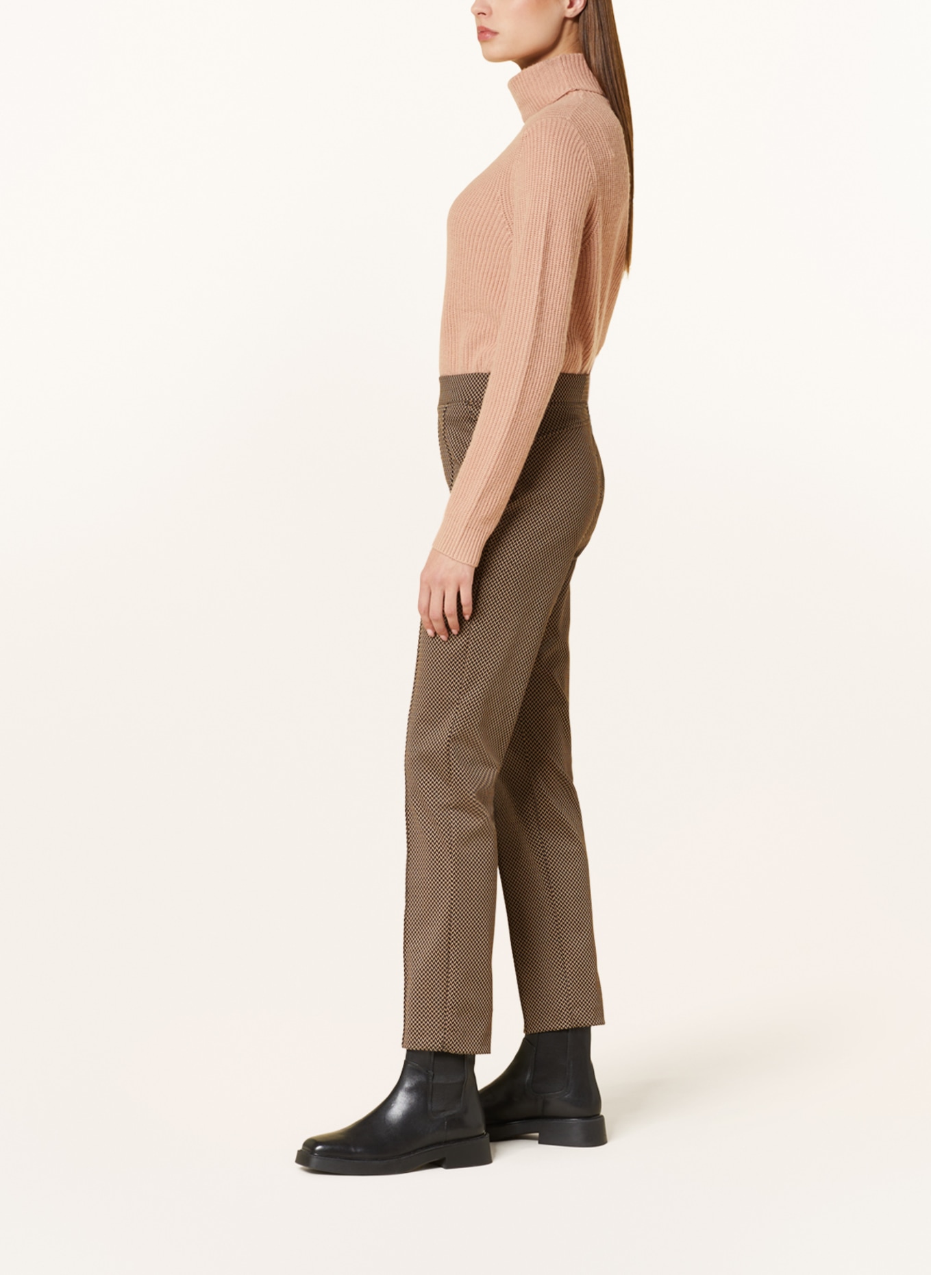 ELENA MIRO Jersey pants, Color: BEIGE/ BLACK (Image 4)
