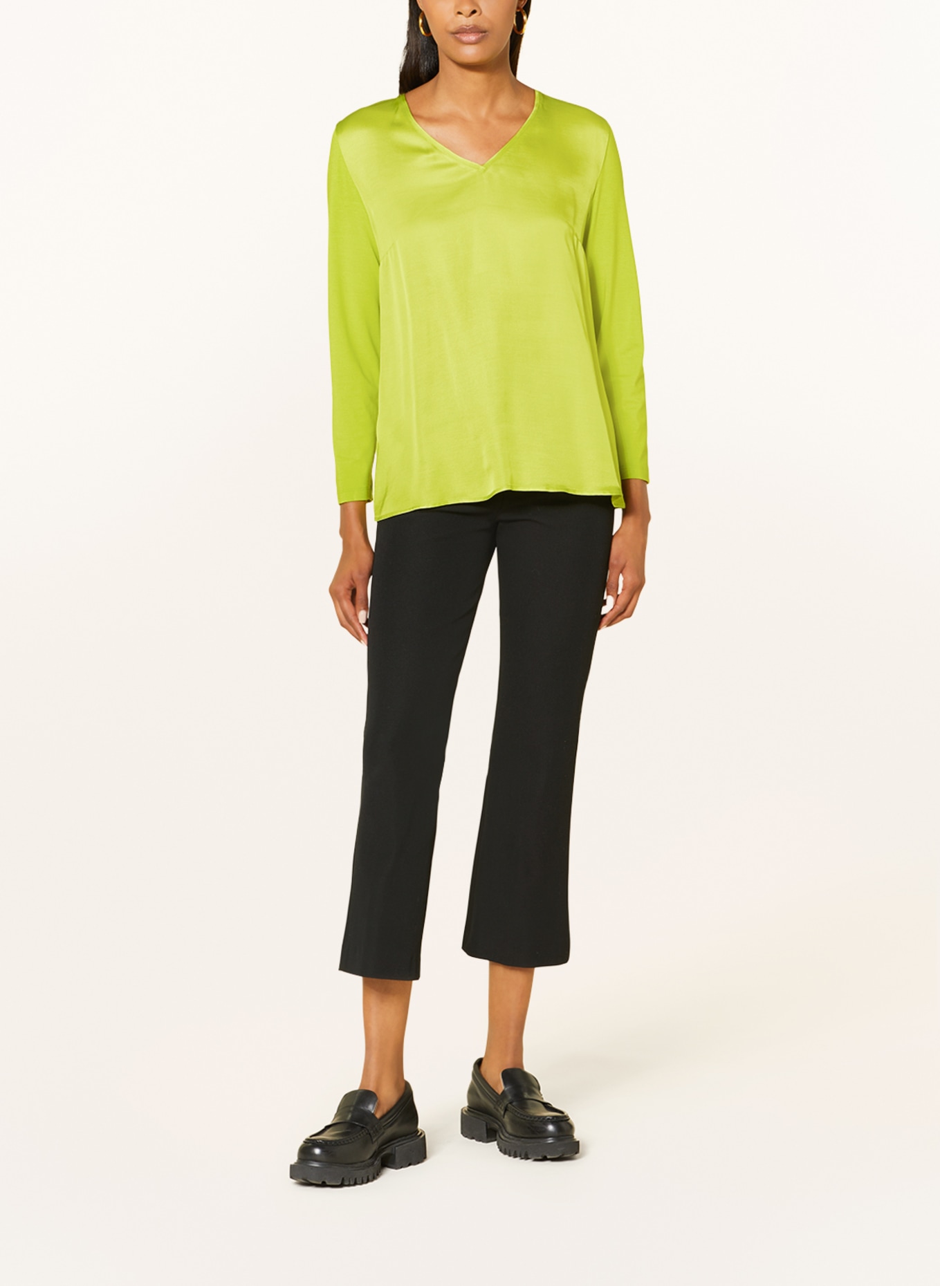 ELENA MIRO Shirt blouse in mixed materials, Color: LIGHT GREEN (Image 2)