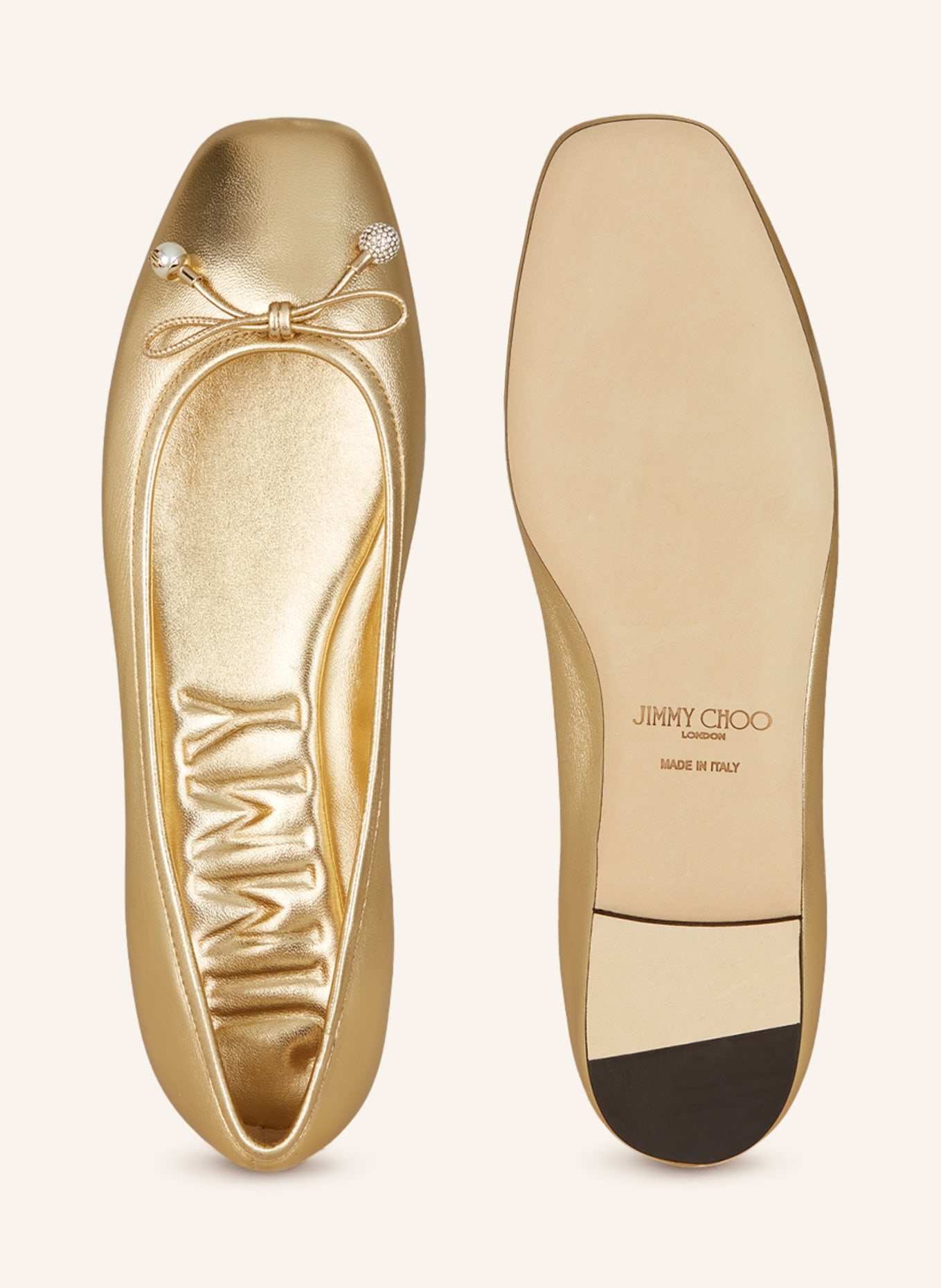 JIMMY CHOO Ballet flats ELME with decorative gems and beading, Color: GOLD (Image 5)