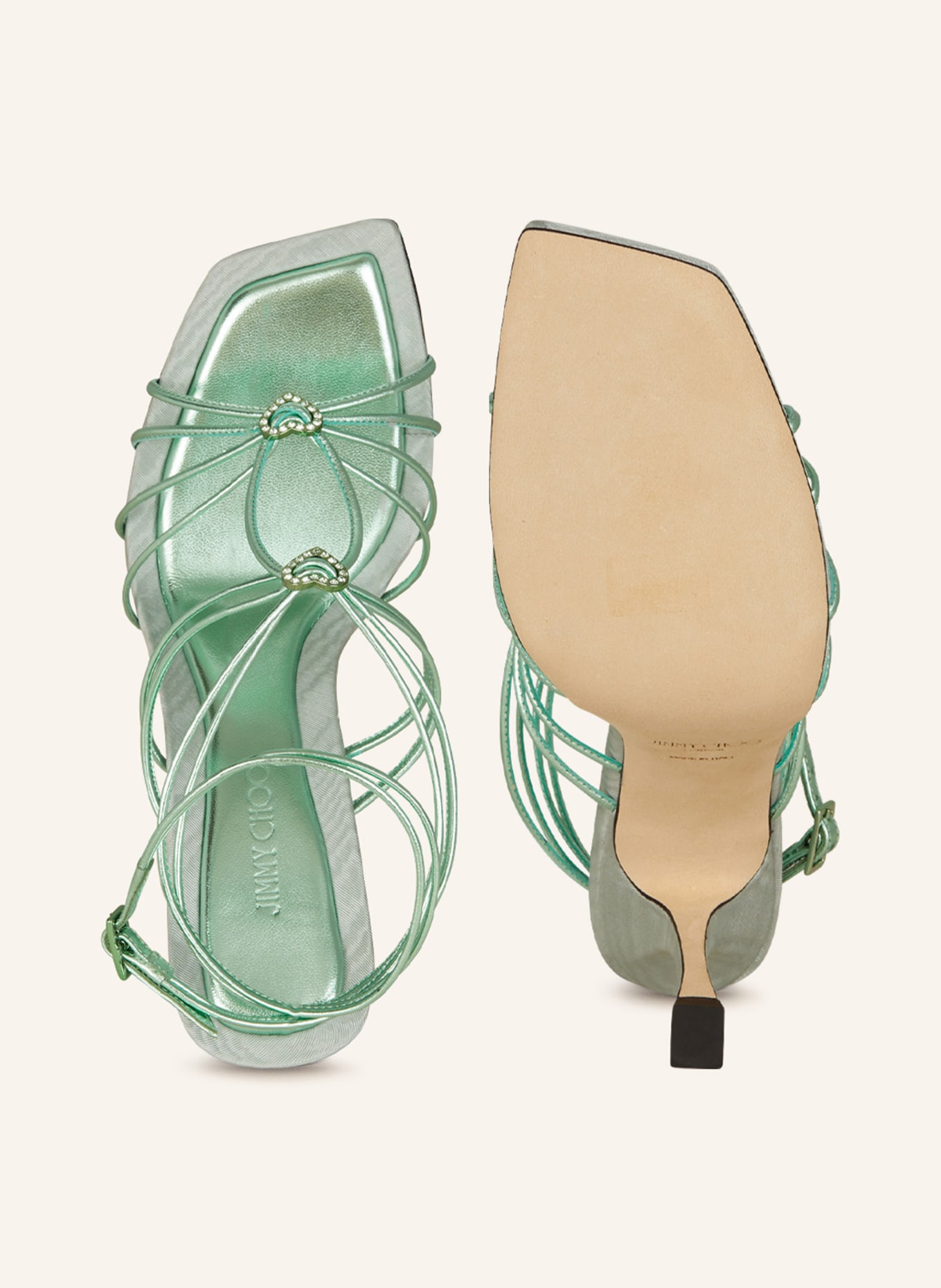JIMMY CHOO Sandaletten INDIYA mit Schmucksteinen, Farbe: HELLGRÜN (Bild 5)
