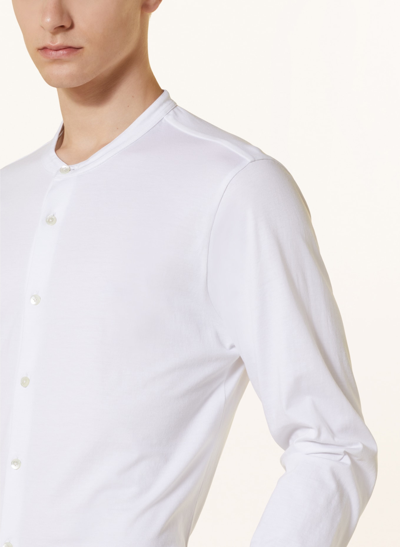 Stefan Brandt Jersey shirt slim fit with stand-up collar, Color: WHITE (Image 4)