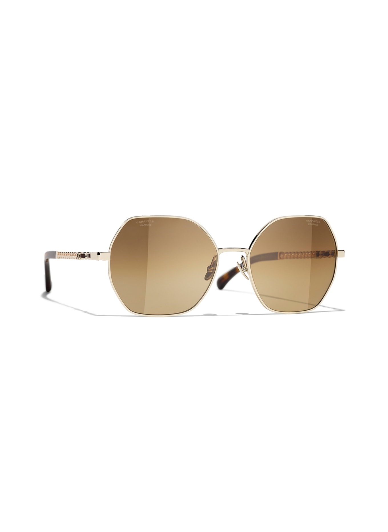 CHANEL Polygonal sunglasses in c422m2 - gold/ brown polarized