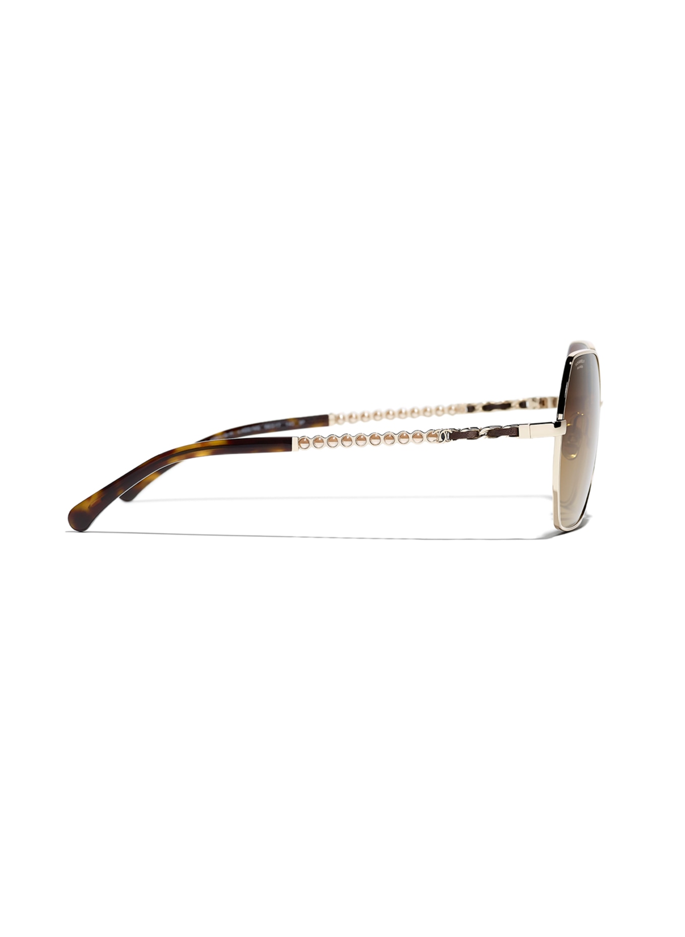 CHANEL Quadratische Sonnenbrille: C422M2 - GOLD/ BRAUN POLARISIERT