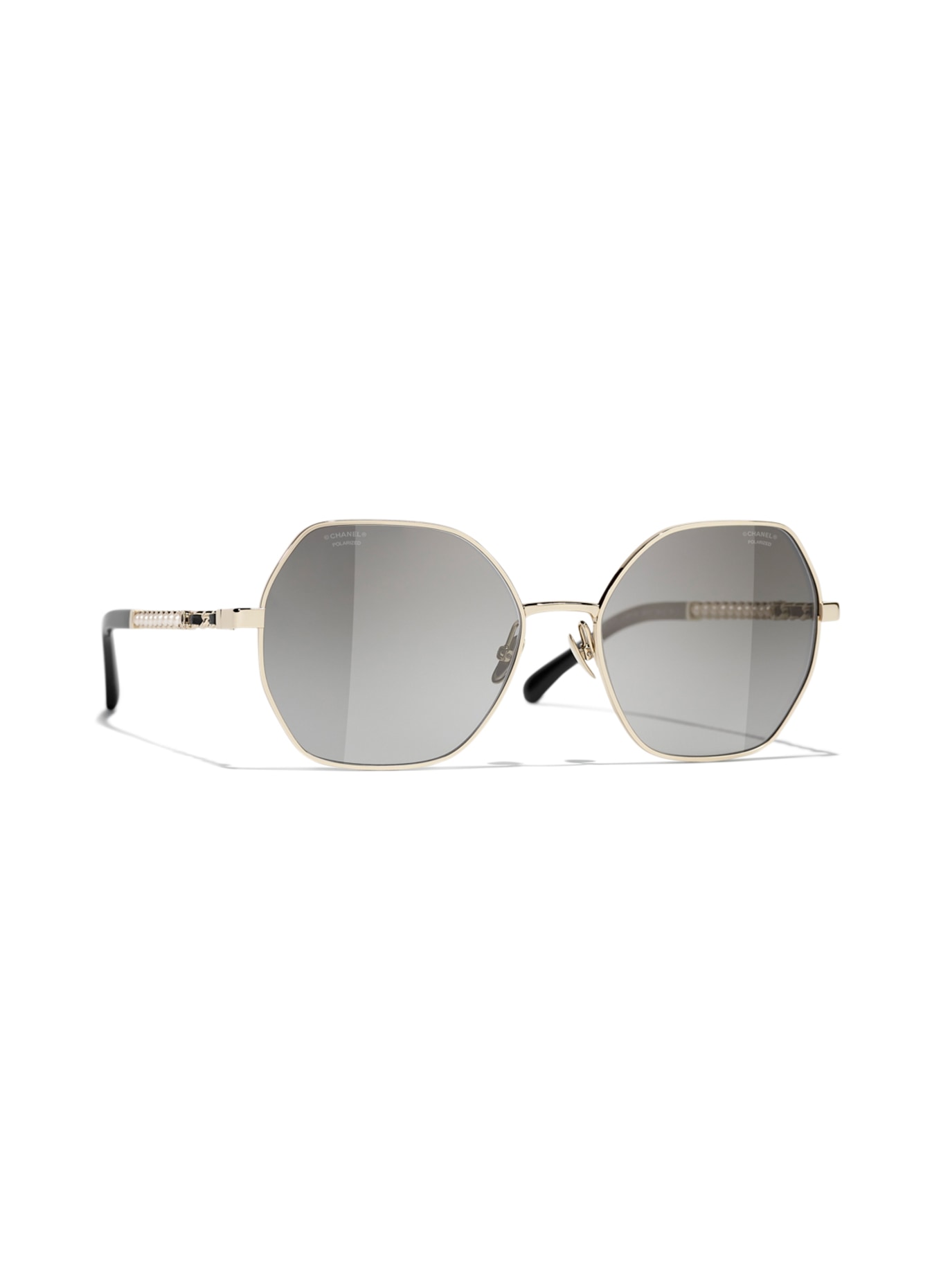 CHANEL Quadratische Sonnenbrille: C395M3 - GOLD/ GRAU POLARISIERT
