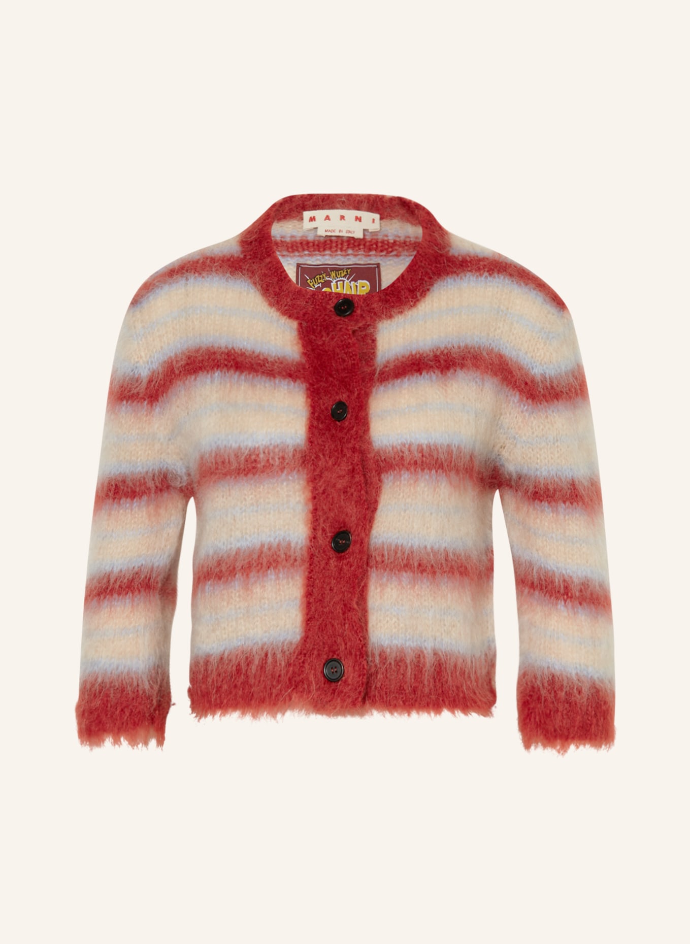 MARNI Cardigan with mohair, Color: CREAM/ LIGHT BLUE/ DARK RED (Image 1)