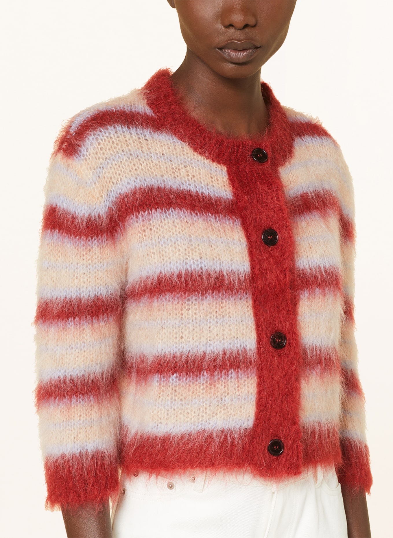 MARNI Cardigan with mohair, Color: CREAM/ LIGHT BLUE/ DARK RED (Image 4)