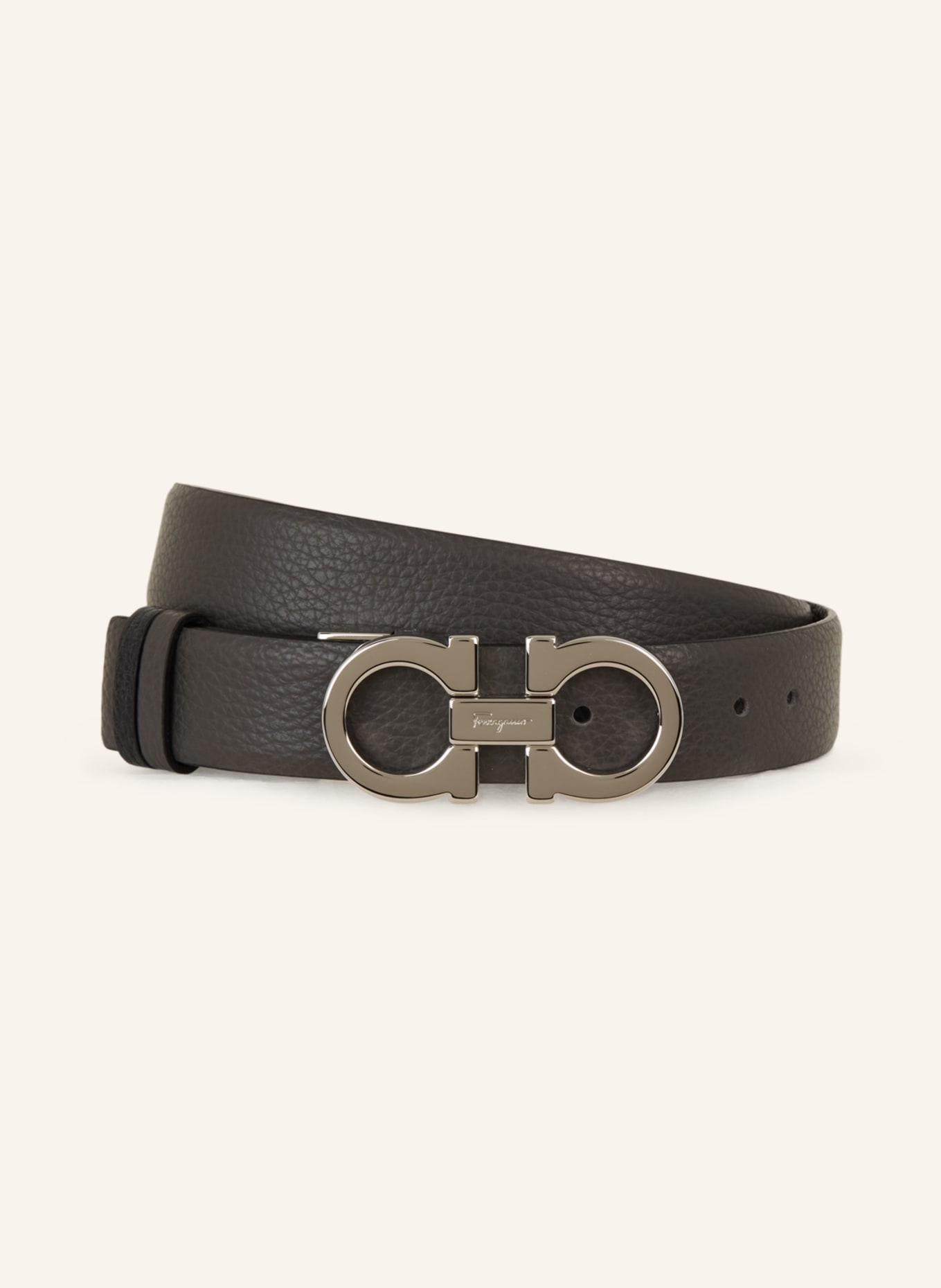FERRAGAMO Reversible leather belt, Color: GRAY/ BLACK (Image 1)