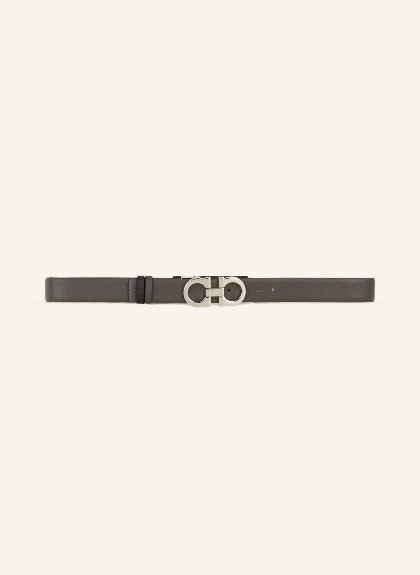 FERRAGAMO Reversible leather belt: GRAY / BLACK