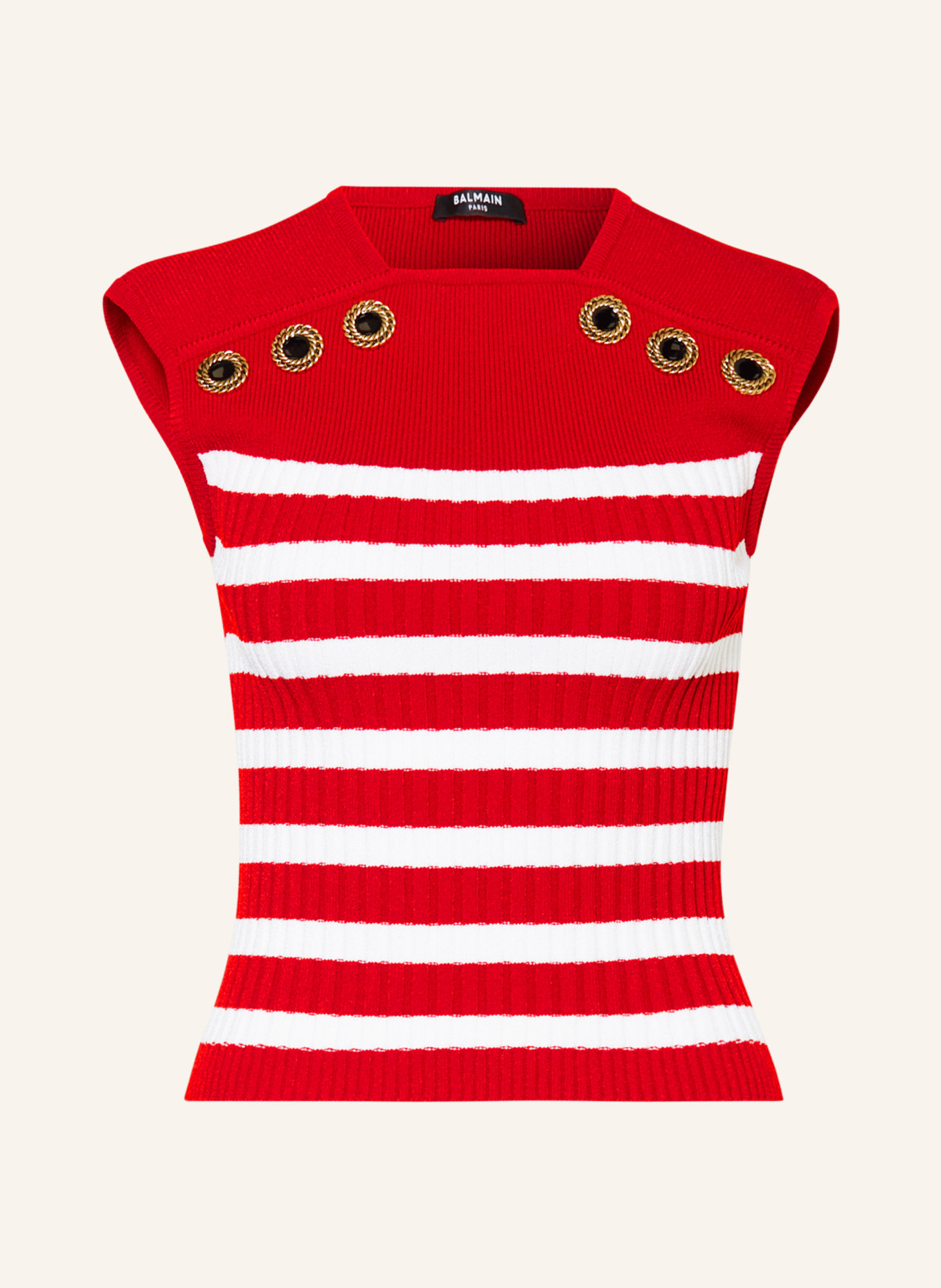BALMAIN Knit top, Color: WHITE/ RED (Image 1)