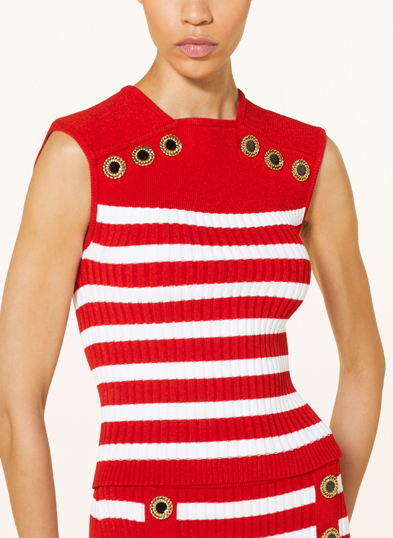 BALMAIN Knit top, Color: WHITE/ RED (Image 4)
