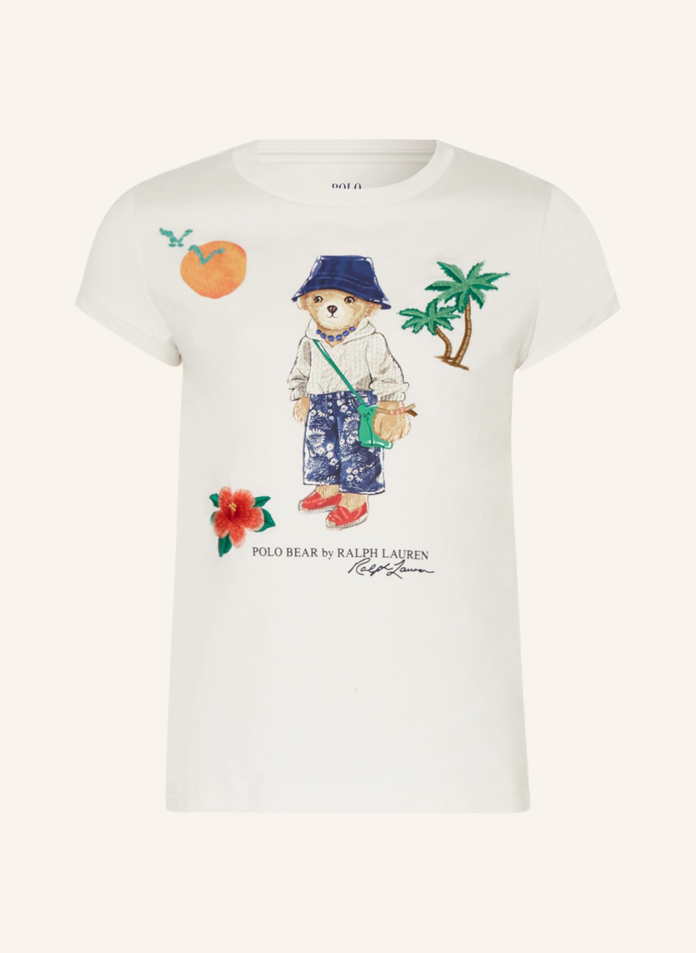 POLO RALPH LAUREN T-Shirt, Farbe: WEISS/ GRÜN/ HELLBRAUN (Bild 1)