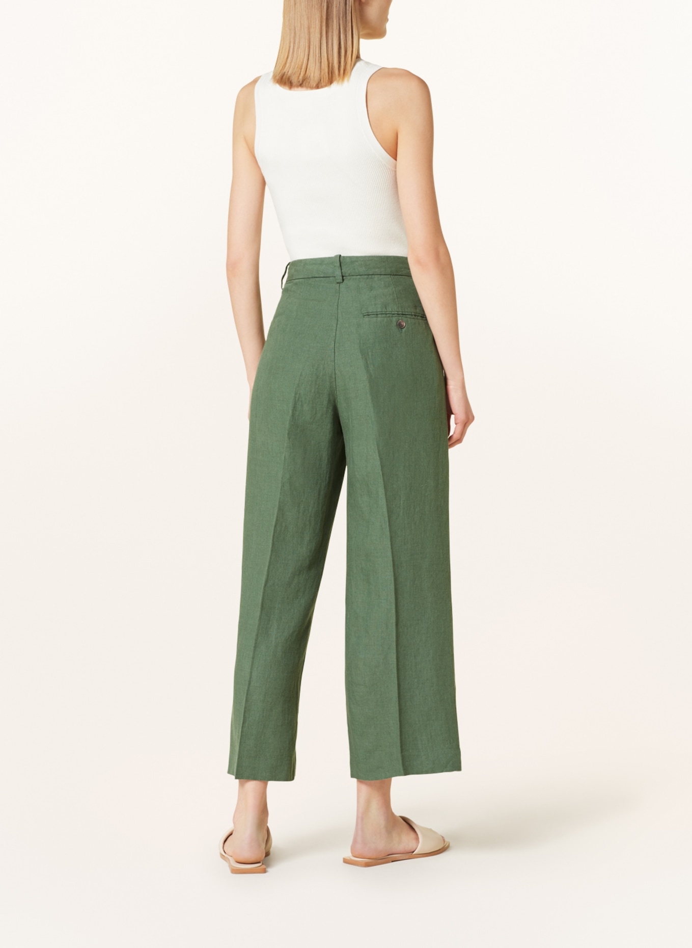 POLO RALPH LAUREN 7/8 pants made of linen, Color: GREEN (Image 3)