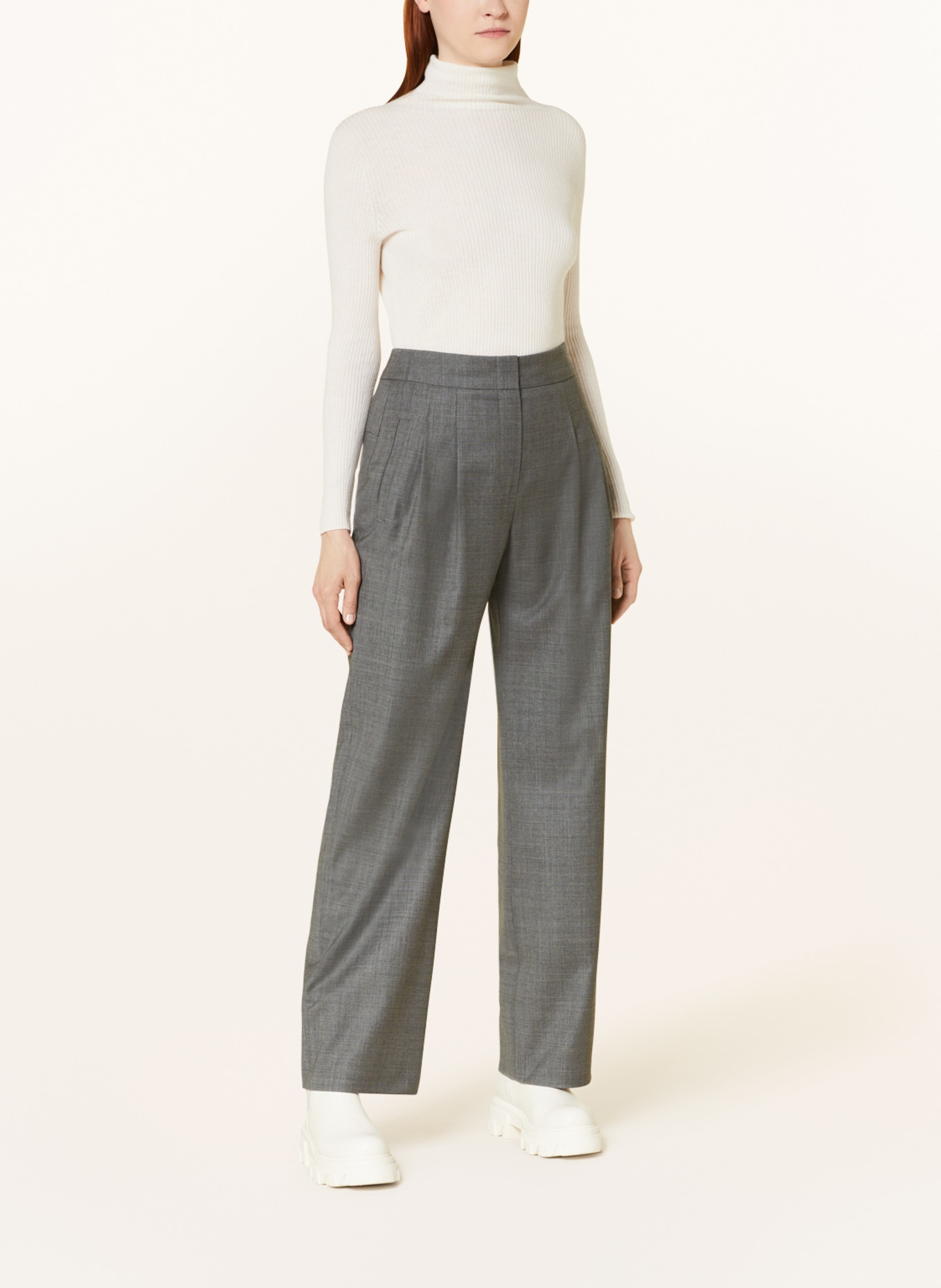 windsor. Wide leg trousers, Color: GRAY (Image 2)