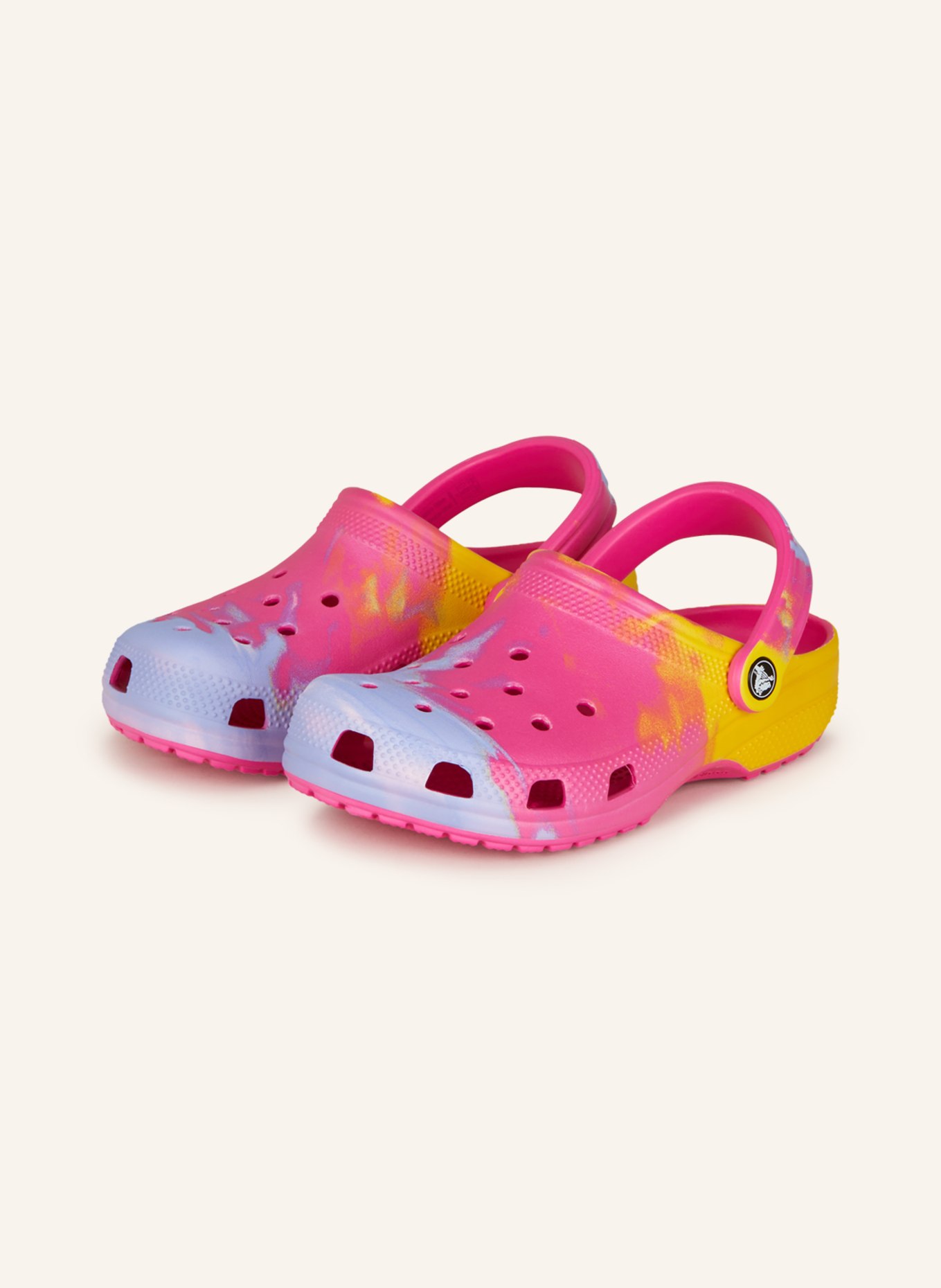 crocs Pantoletten CLASSIC OMBRE, Farbe: PINK/ GELB/ HELLBLAU (Bild 1)