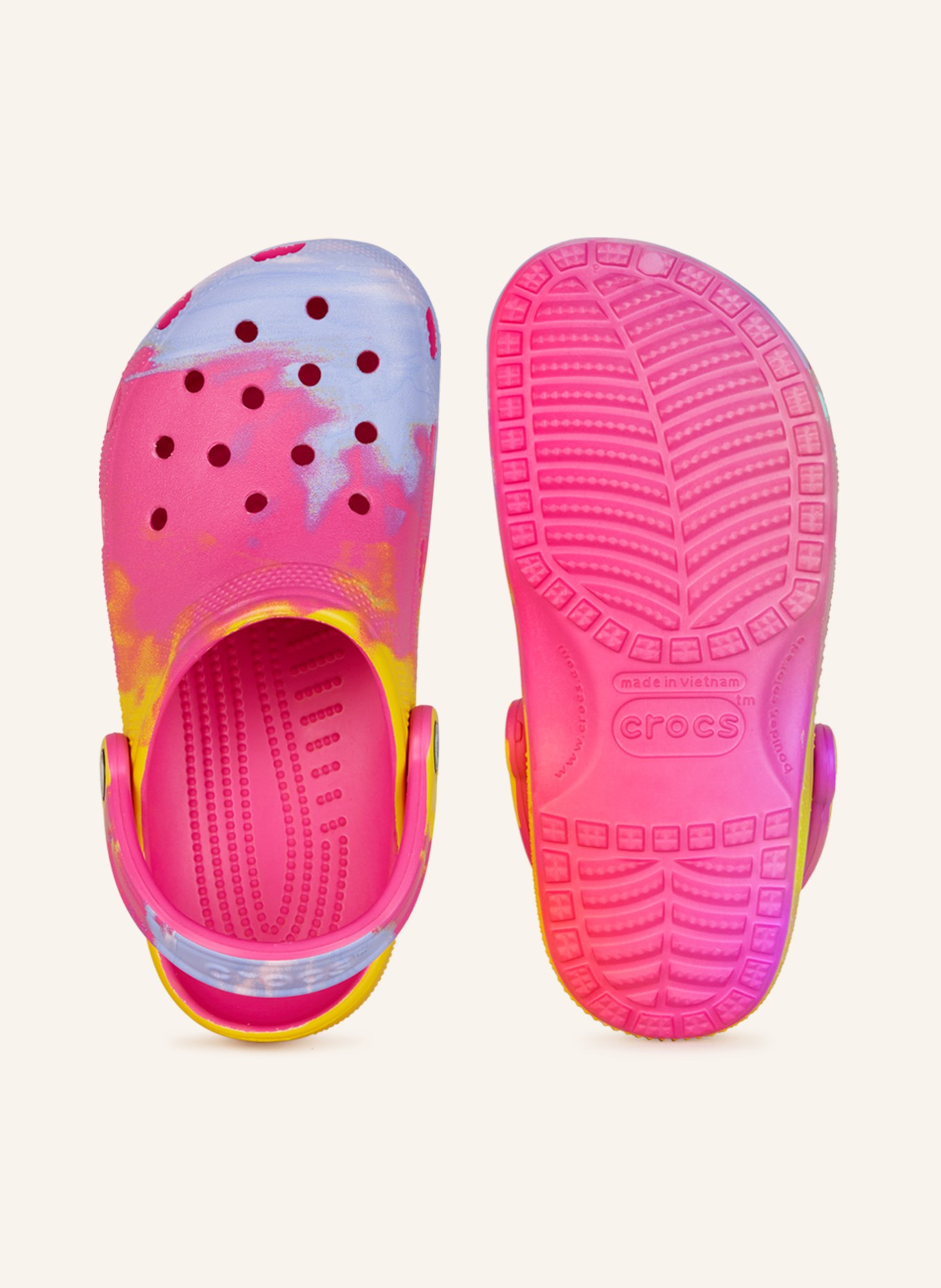 crocs Pantoletten CLASSIC OMBRE, Farbe: PINK/ GELB/ HELLBLAU (Bild 5)