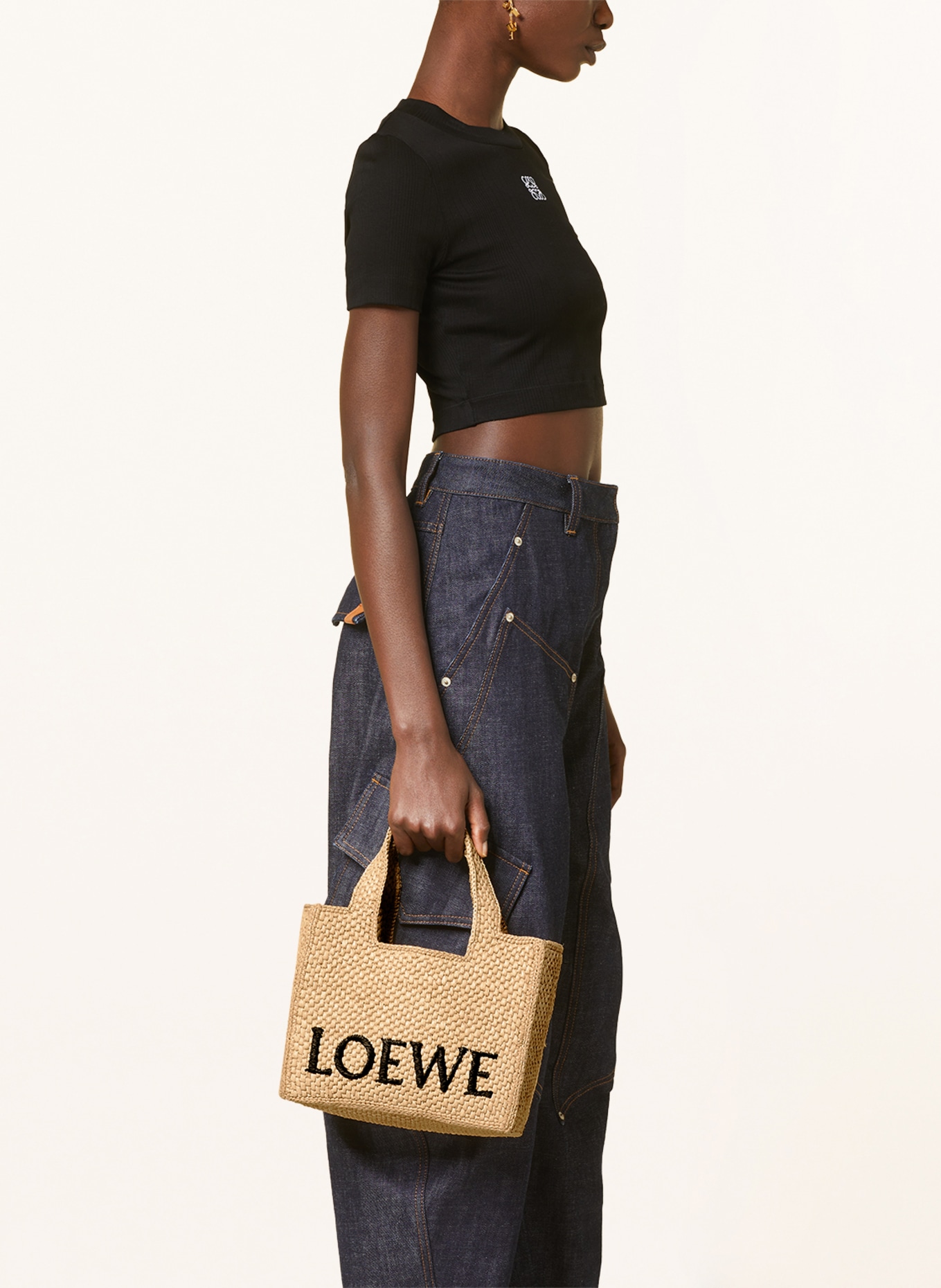 LOEWE Torba shopper FONT TOTE SMALL, Kolor: JASNOBRĄZOWY (Obrazek 4)