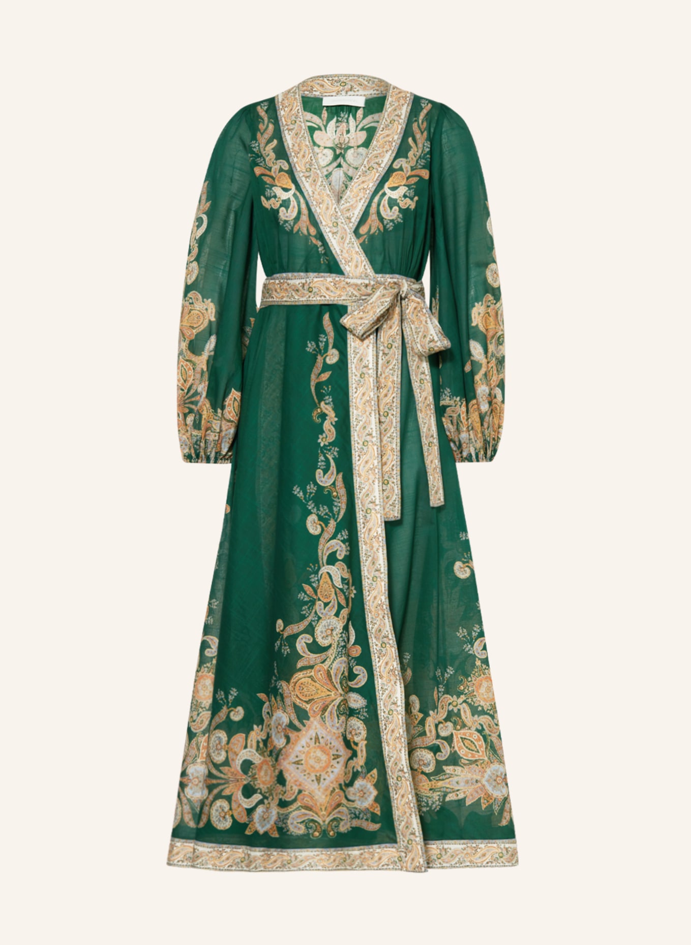 ZIMMERMANN Sukienka kopertowa DEVI, Kolor: CIEMNOZIELONY/ JASNOBRĄZOWY (Obrazek 1)