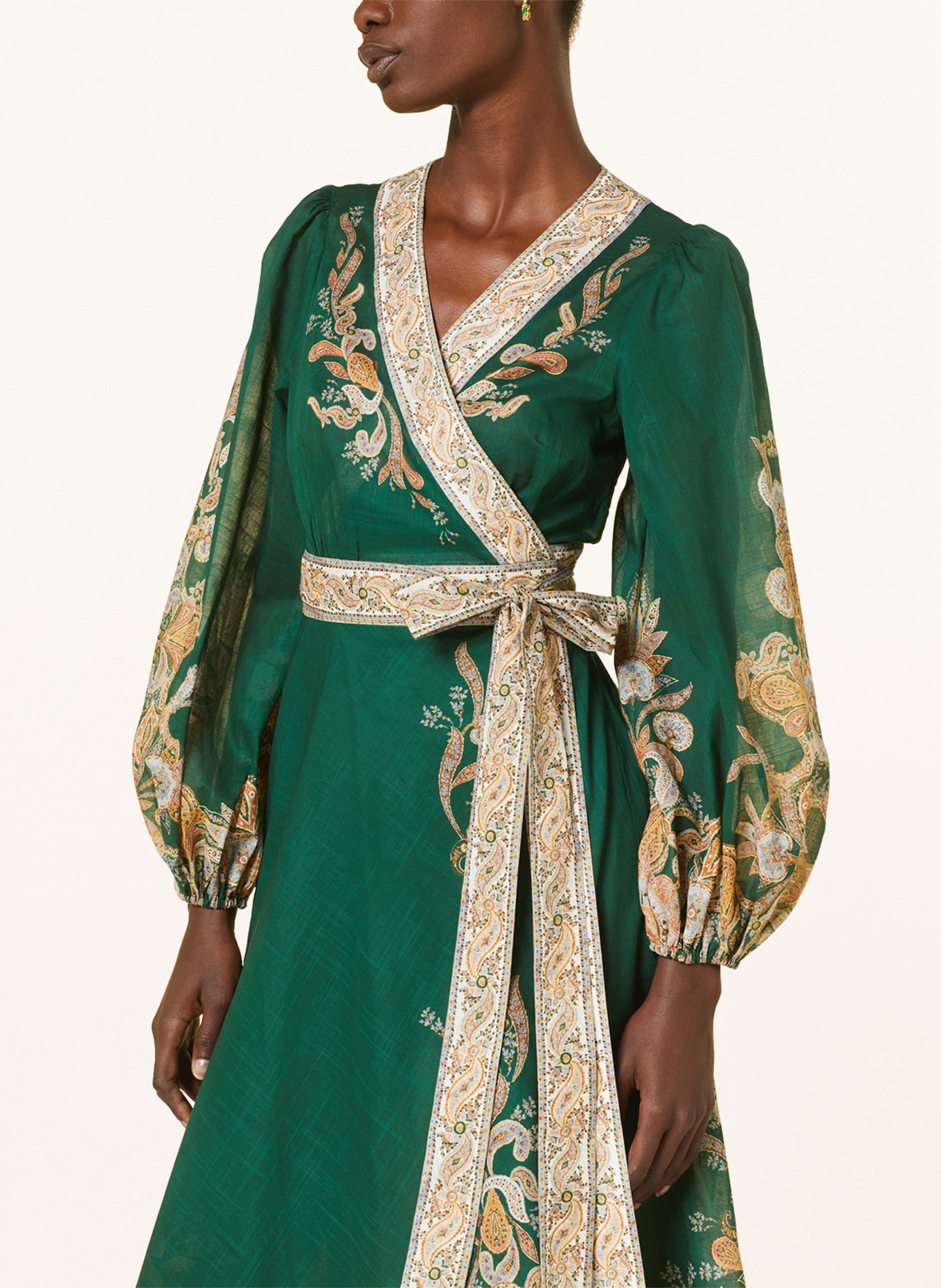 ZIMMERMANN Wrap dress DEVI, Color: DARK GREEN/ LIGHT BROWN (Image 4)
