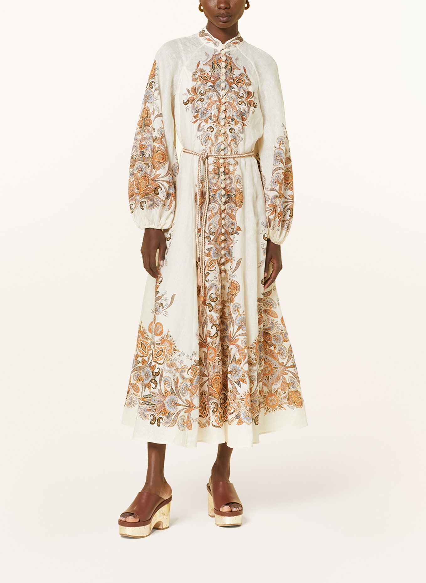 ZIMMERMANN Shirt dress DEVI in linen, Color: ECRU/ COGNAC/ BROWN (Image 2)