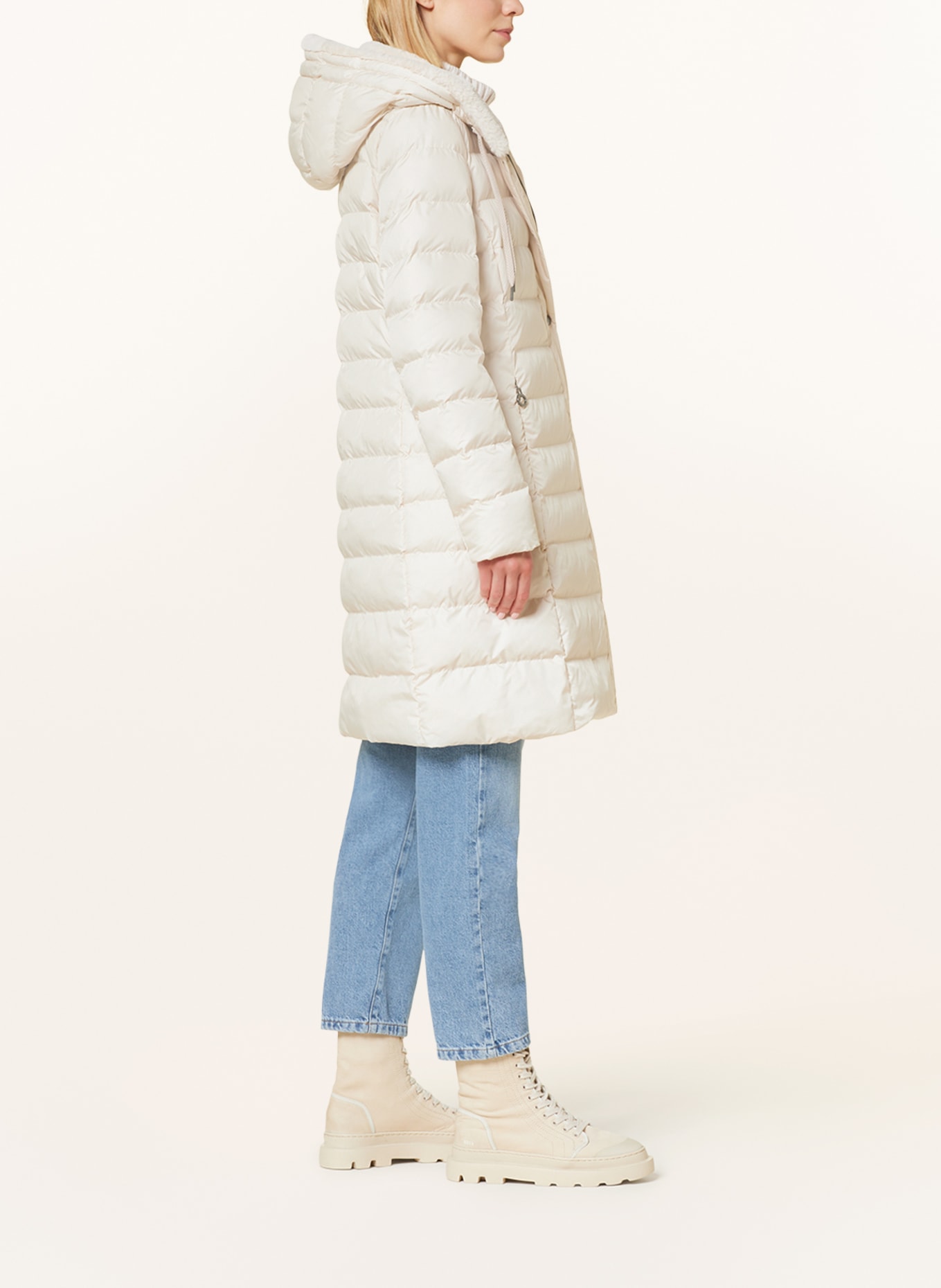 FUCHS SCHMITT Quilted coat with faux fur, Color: BEIGE (Image 4)