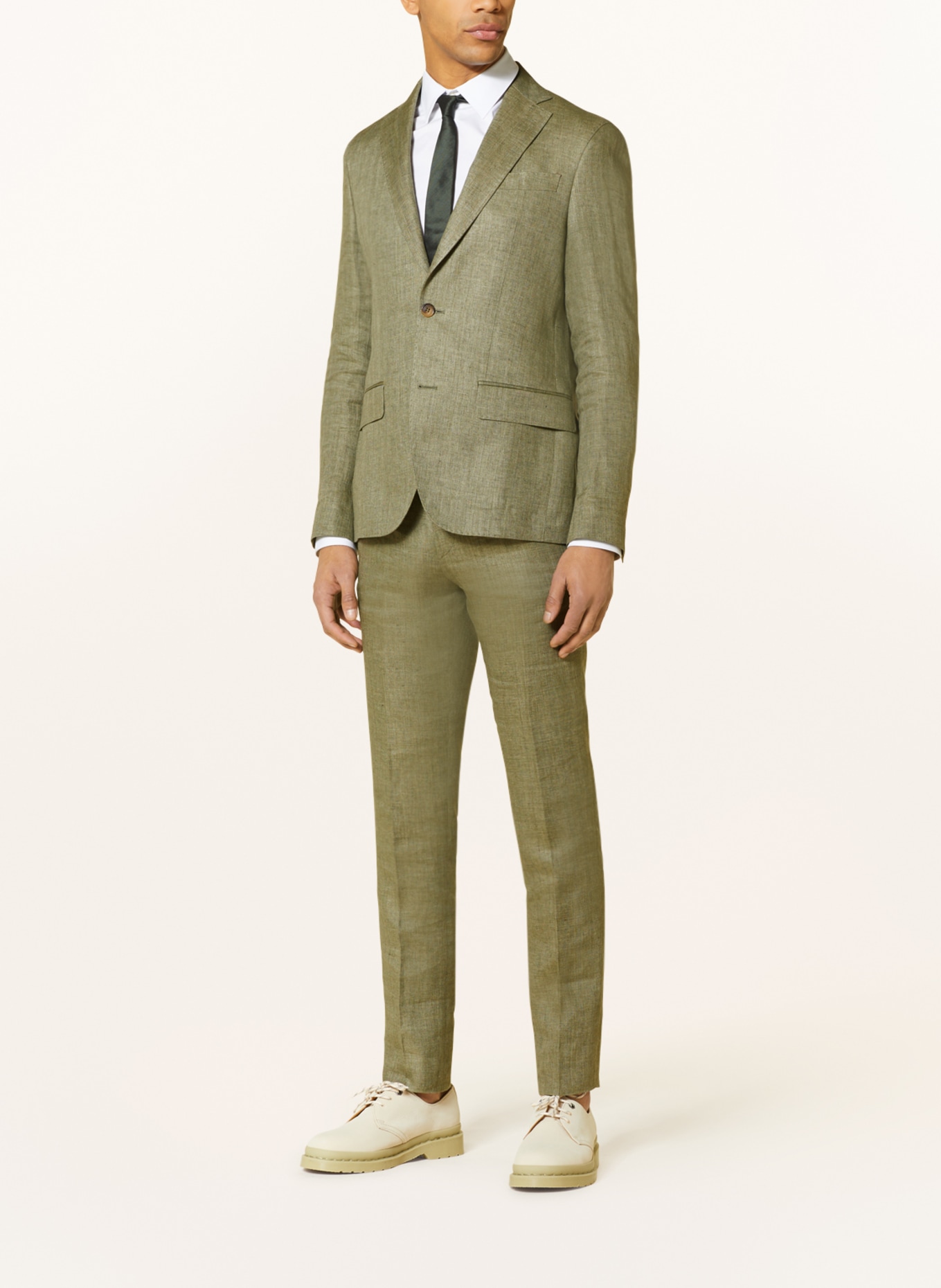 SAND COPENHAGEN Oblekové kalhoty NEW HE CRAIG Extra Slim Fit ze lnu, Barva: ZELENÁ (Obrázek 2)