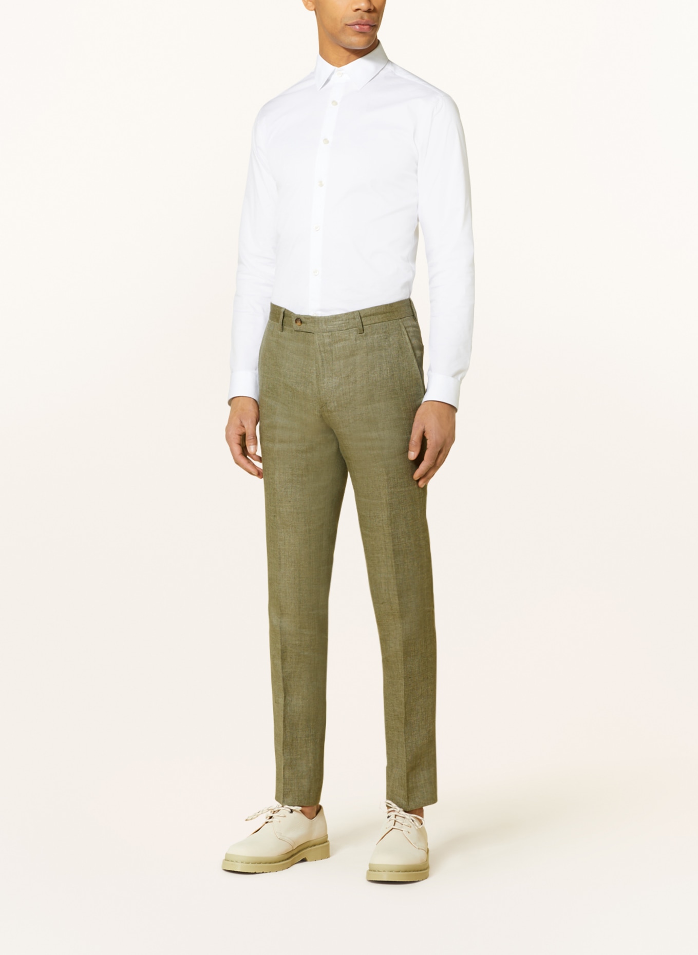 SAND COPENHAGEN Oblekové kalhoty NEW HE CRAIG Extra Slim Fit ze lnu, Barva: ZELENÁ (Obrázek 3)