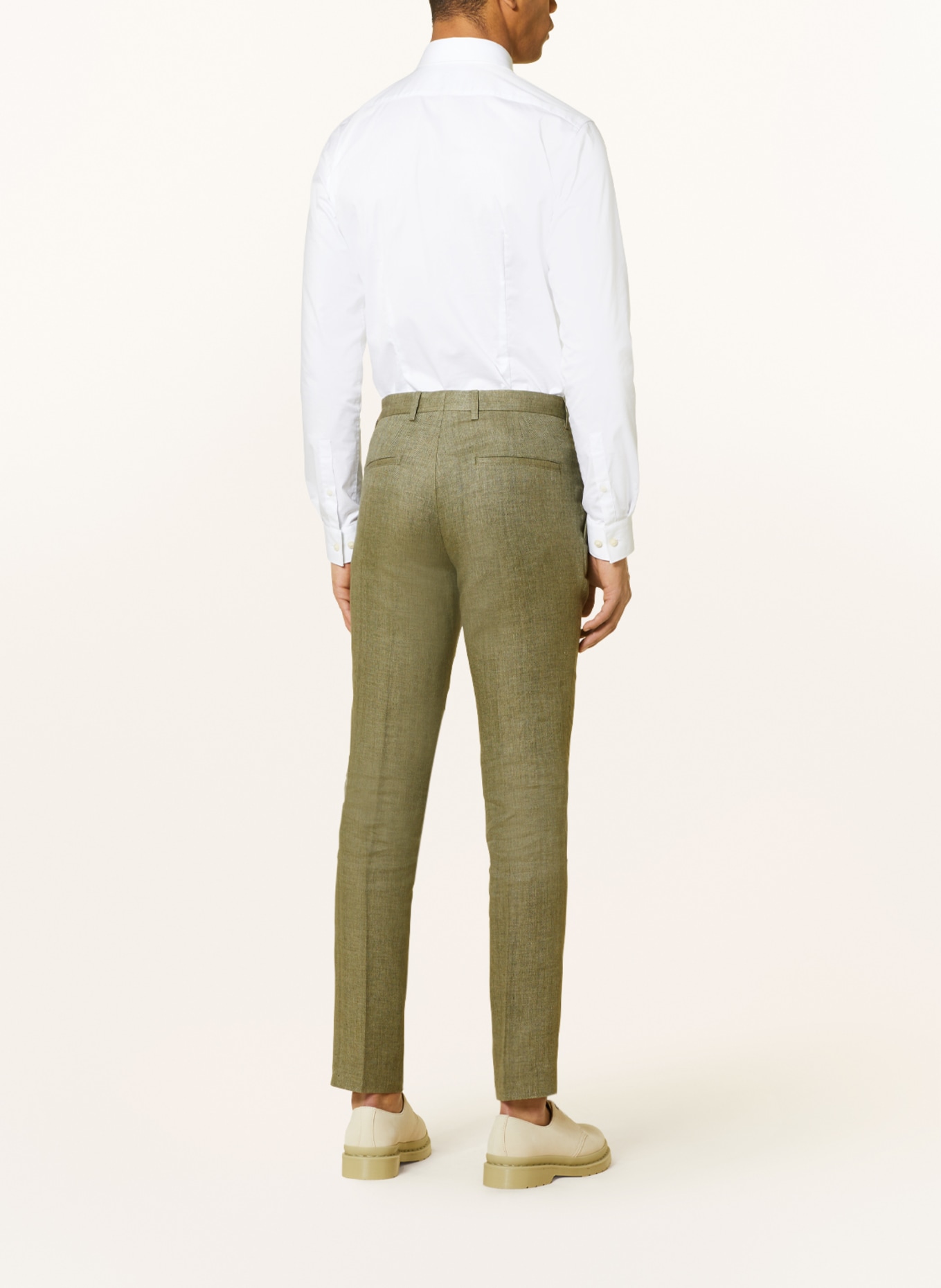 SAND COPENHAGEN Oblekové kalhoty NEW HE CRAIG Extra Slim Fit ze lnu, Barva: ZELENÁ (Obrázek 4)