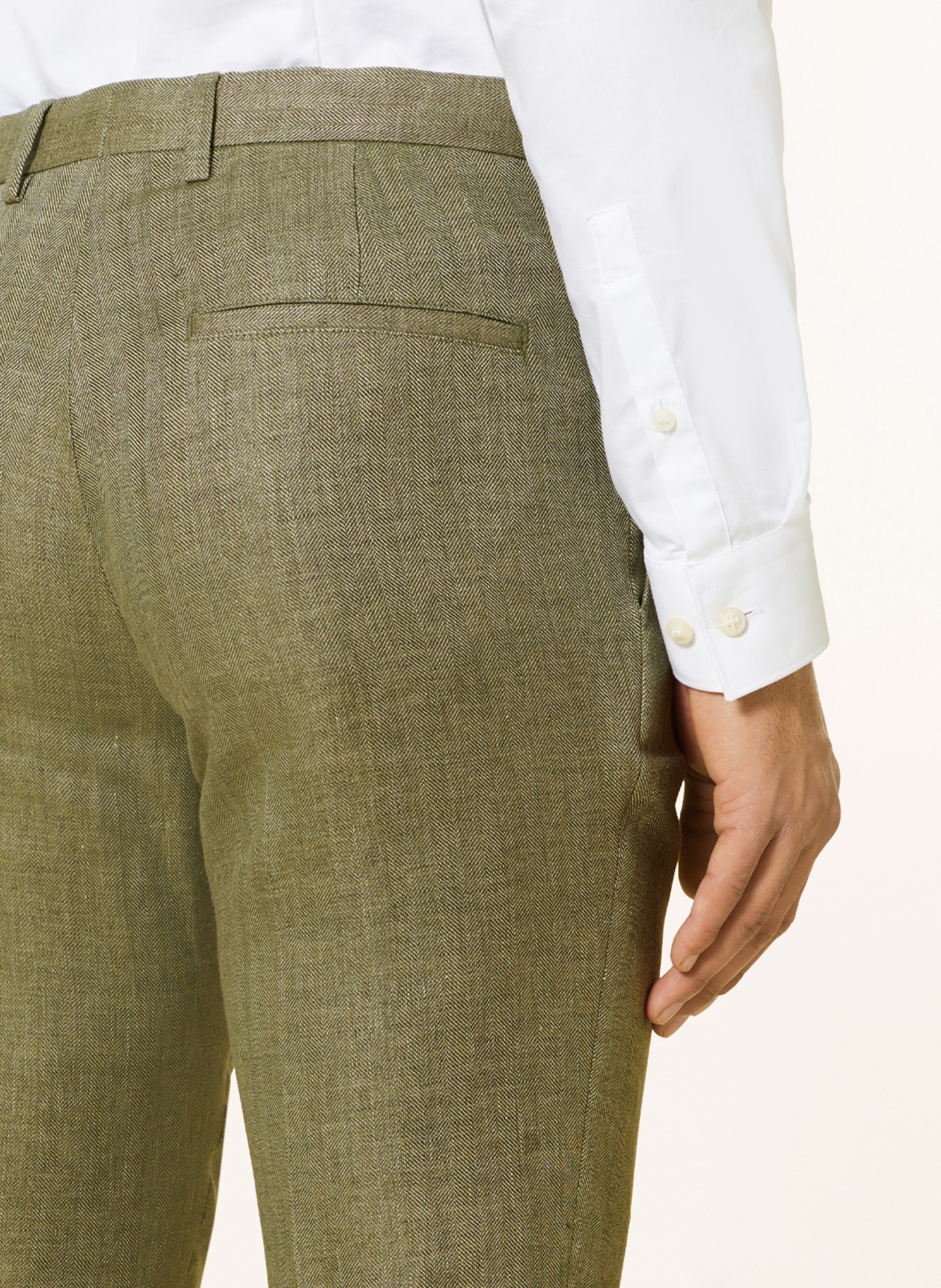 SAND COPENHAGEN Oblekové kalhoty NEW HE CRAIG Extra Slim Fit ze lnu, Barva: ZELENÁ (Obrázek 6)