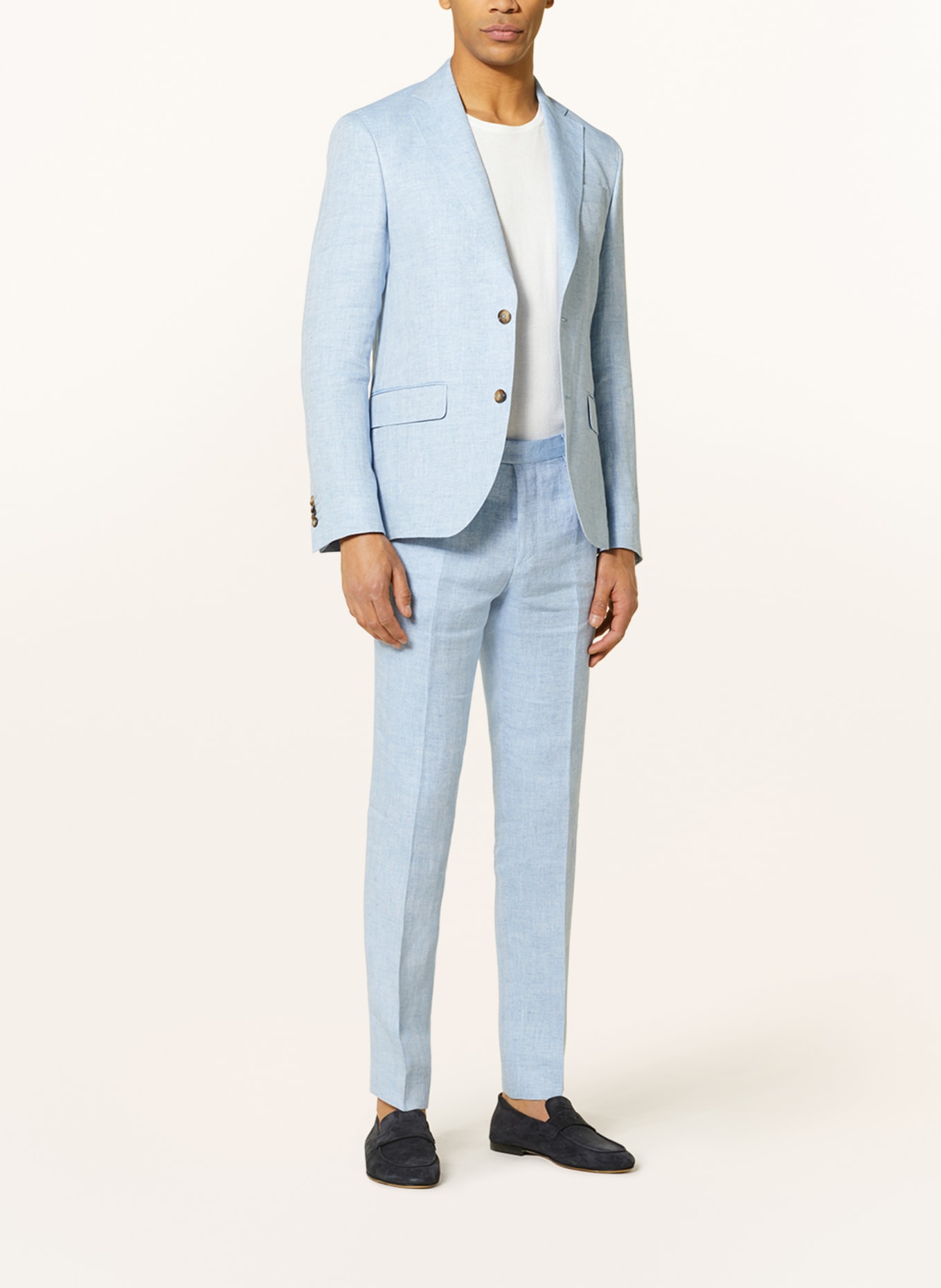 SAND COPENHAGEN Suit trousers NEW HE CRAIG Extra slim fit in linen: LIGHT BLUE